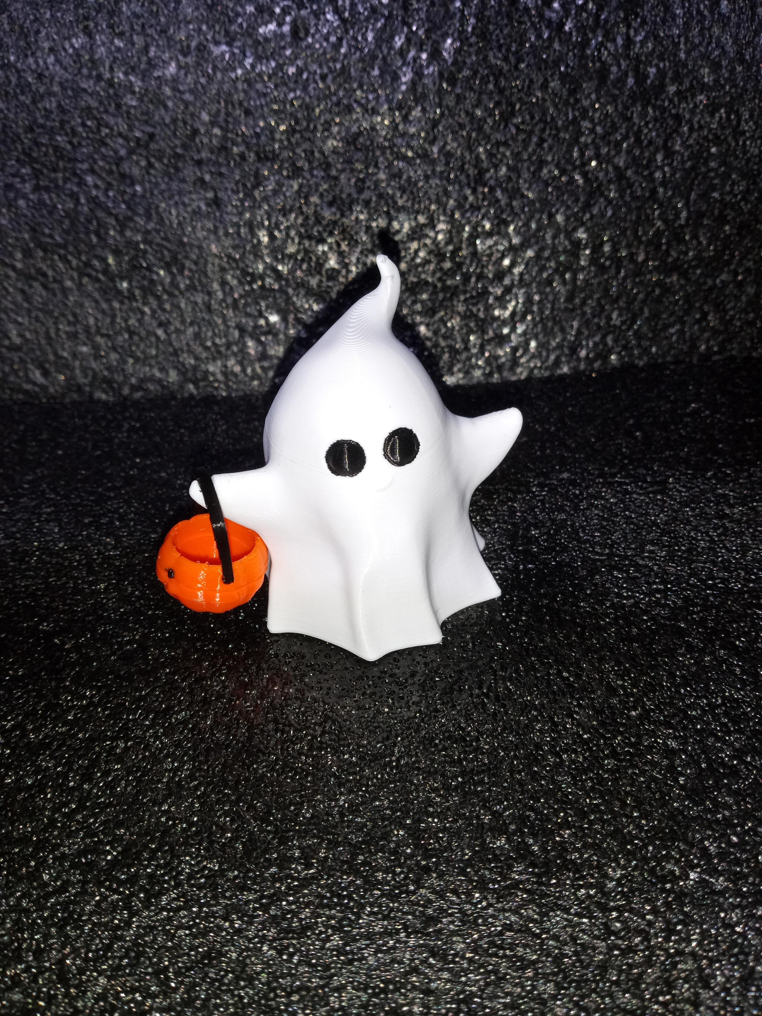 Halloween Ghost Holding a Pumpkin Basket 3d model