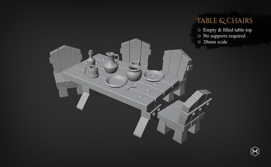 Tavern table set 3d model