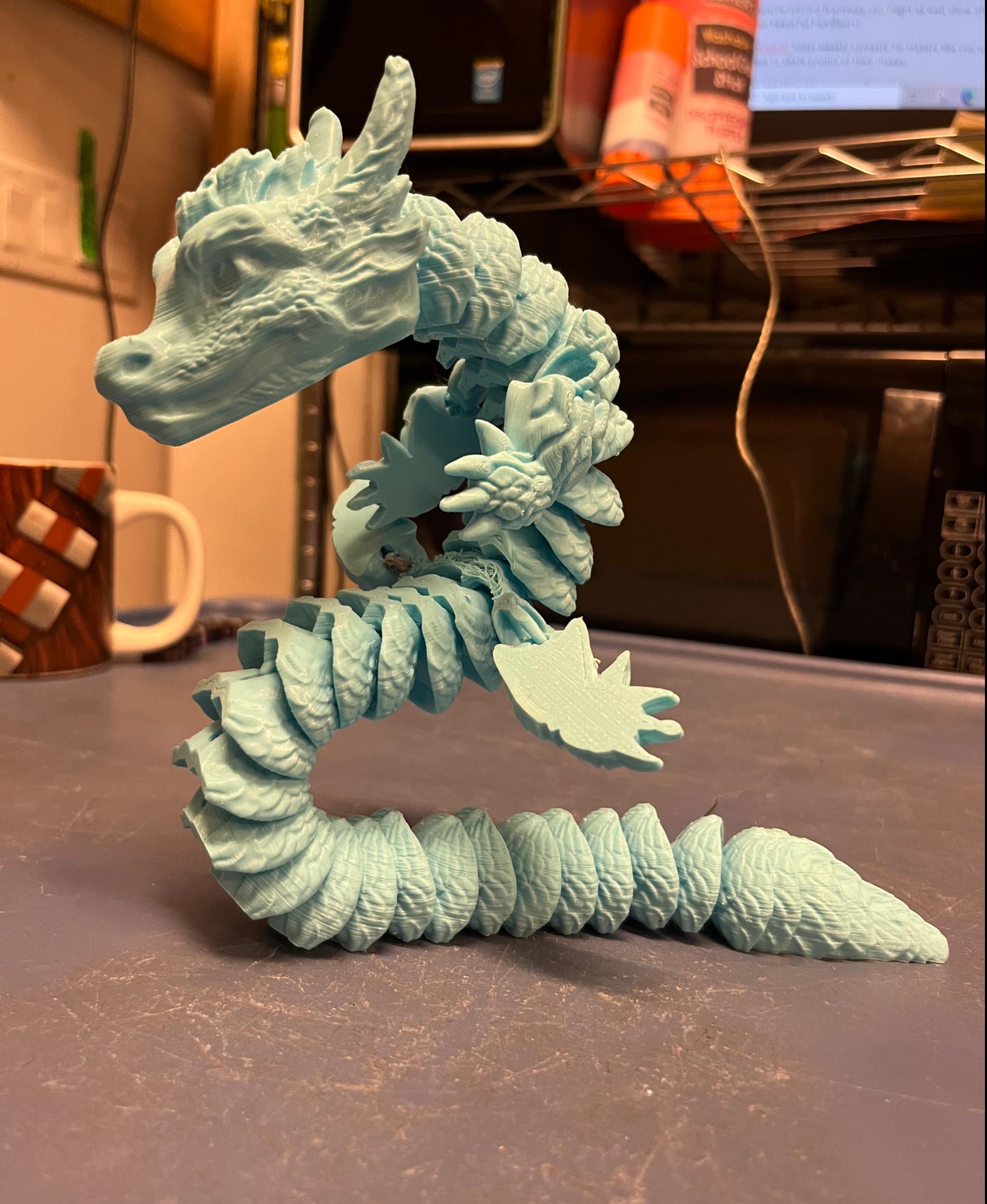 Chip, Wood Dragon - Articulated Dragon Snap-Flex Fidget (Medium Tightness Joints) - Chip-Wood Dragon snap flex (loose)  - 3d model