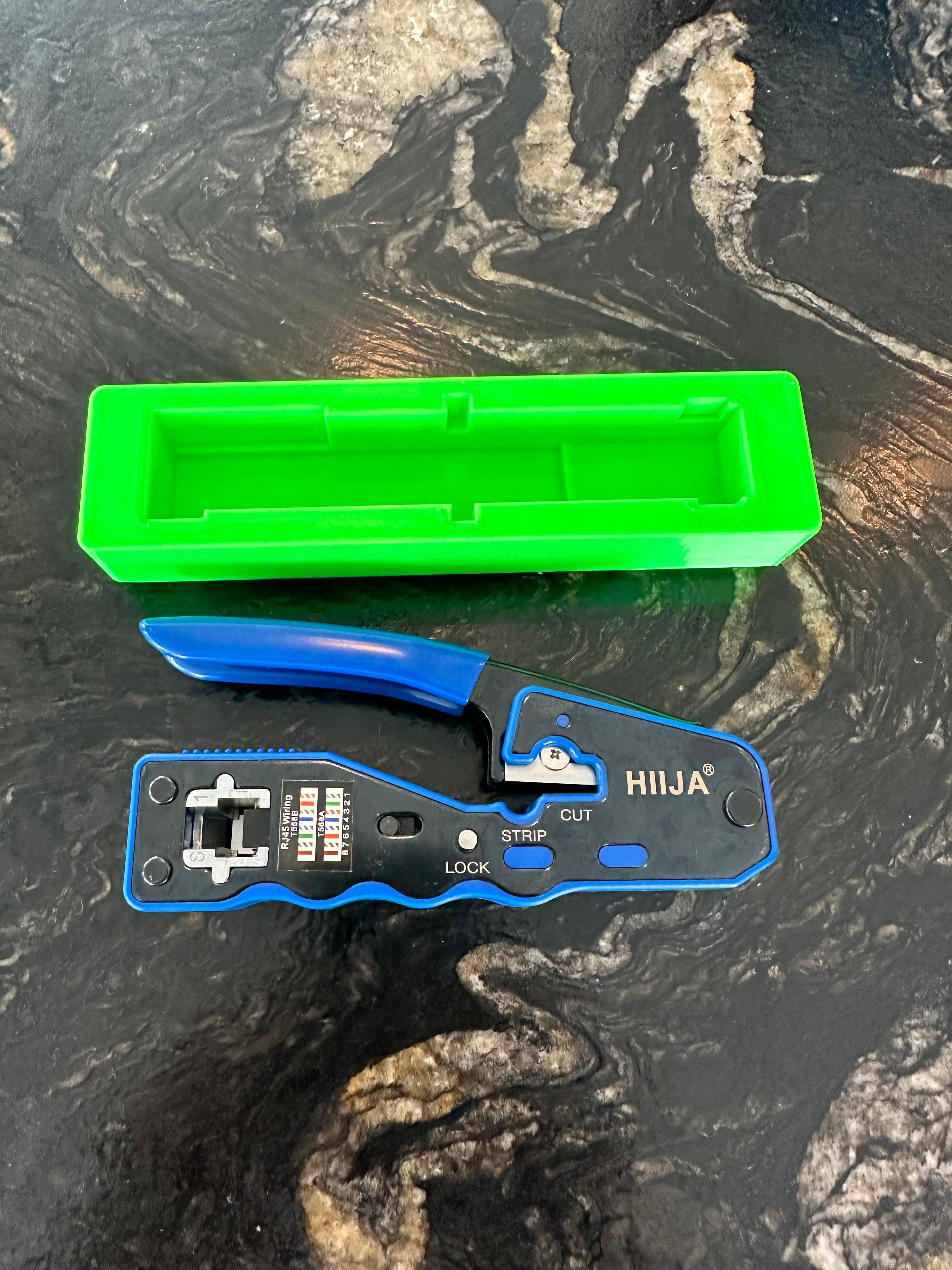 Gridfinity bin for HIIJA ethernet cable crimper 3d model