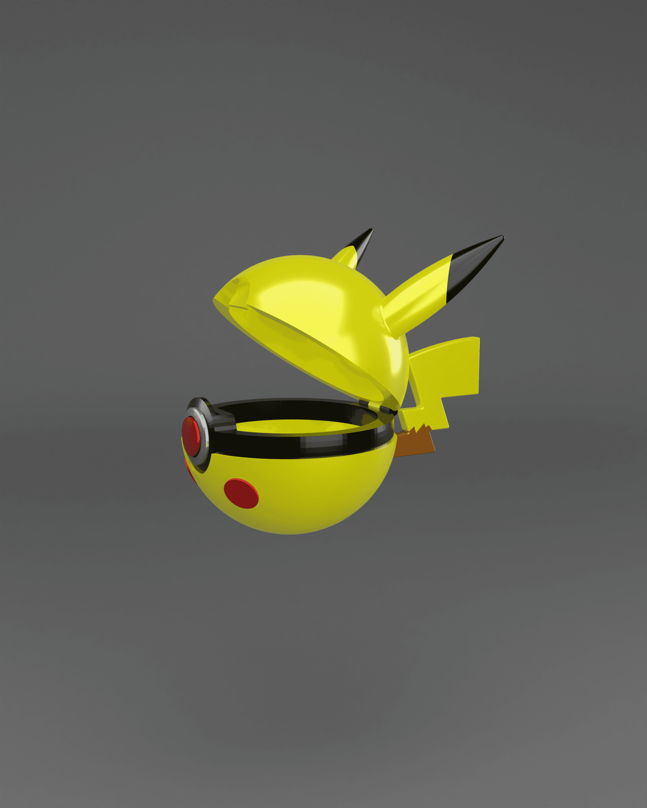 PikaBall Pikachu Themed Opening Pokeball - Fan Art 3d model