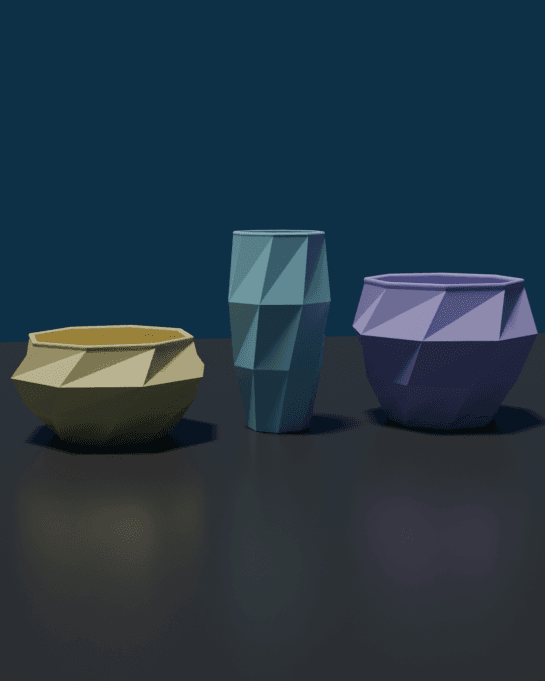 Low Poly Bowl and Vase Collection 3d model