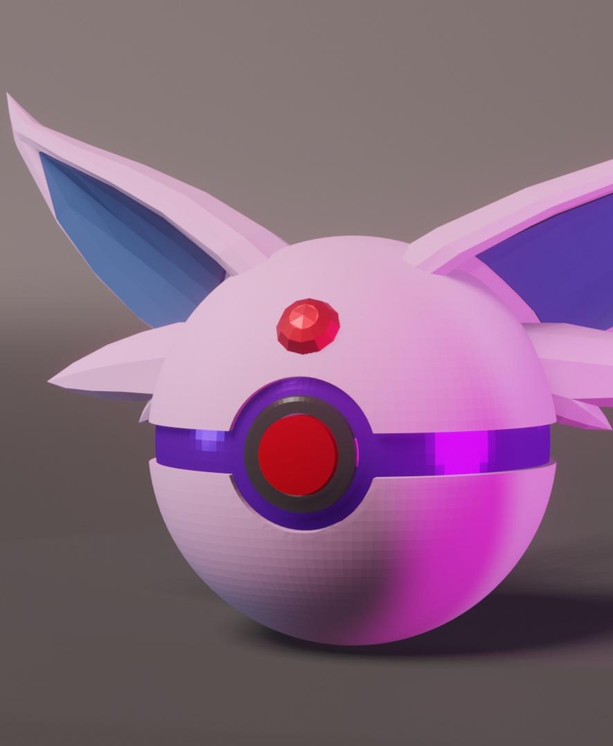 EspeBall Espeon Themed Opening Pokeball - Fan Art 3d model