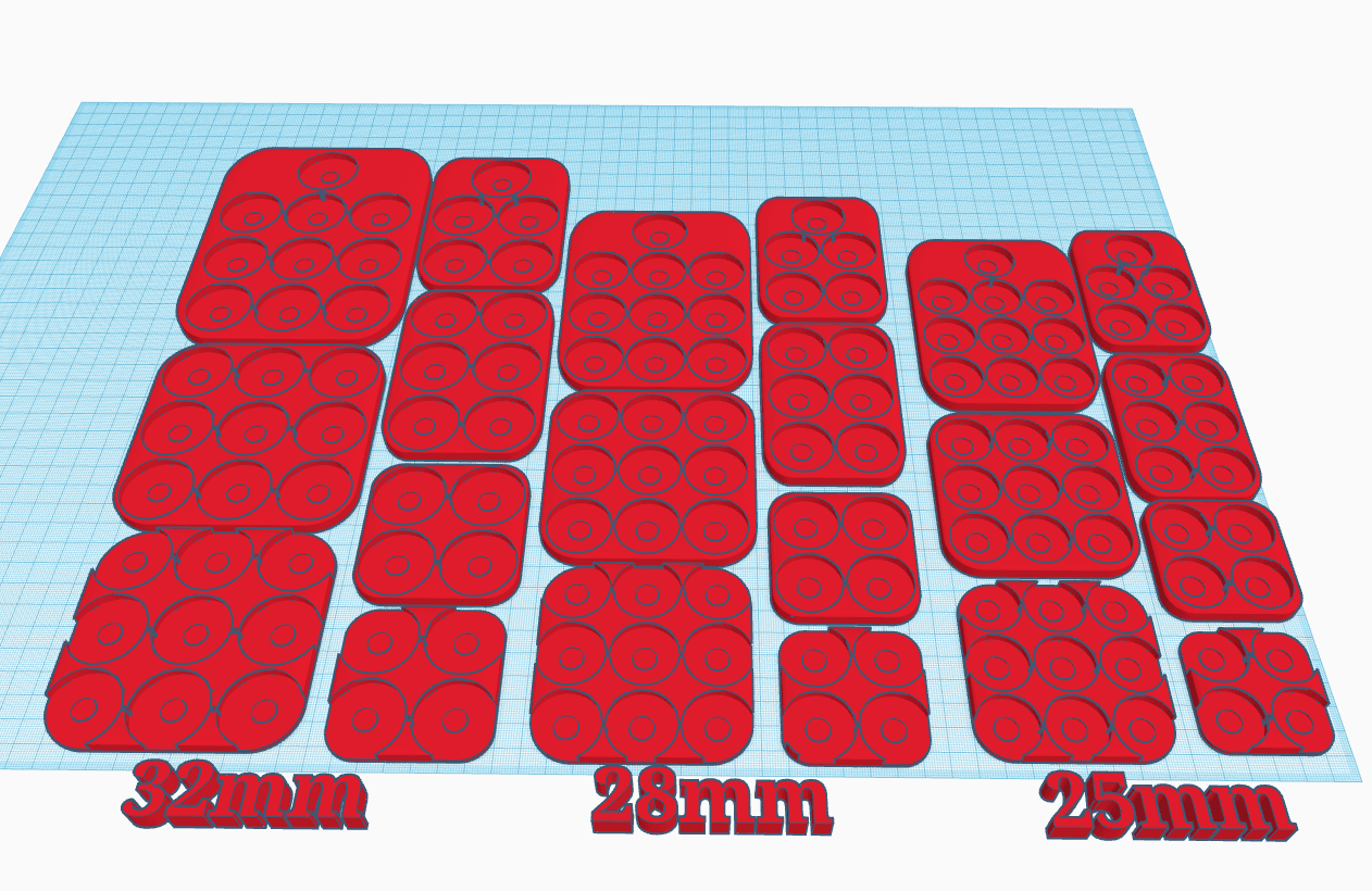 War Hammer - Movement Tray - 4+1 & 9+1 // 25-28-32mm.stl 3d model