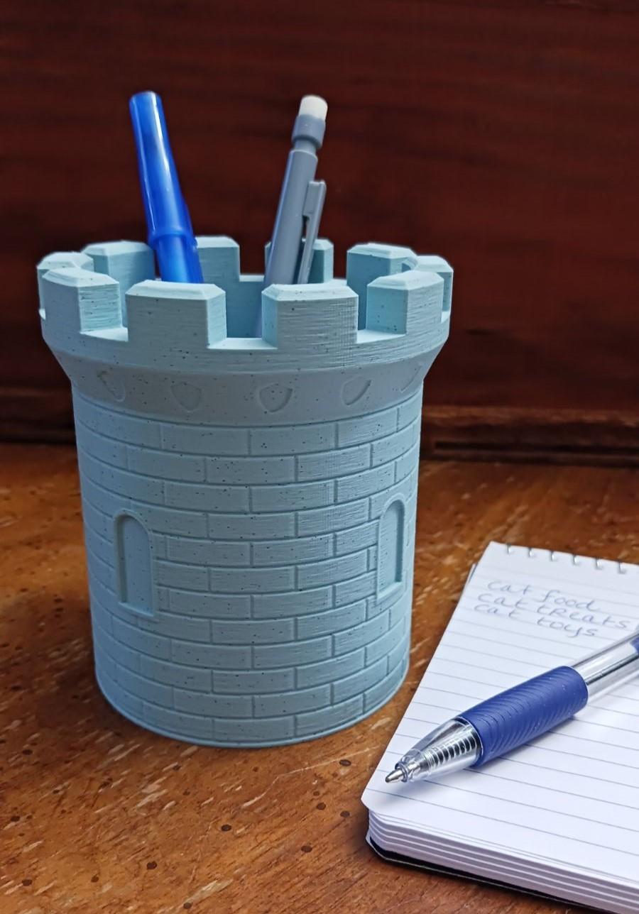 Castle Tower Pen Holder / Pen Cup 3d model