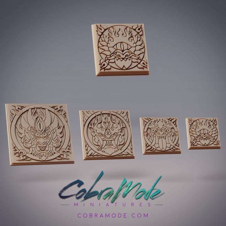 Oni Emblem Square Base Pack (4pcs) 3d model