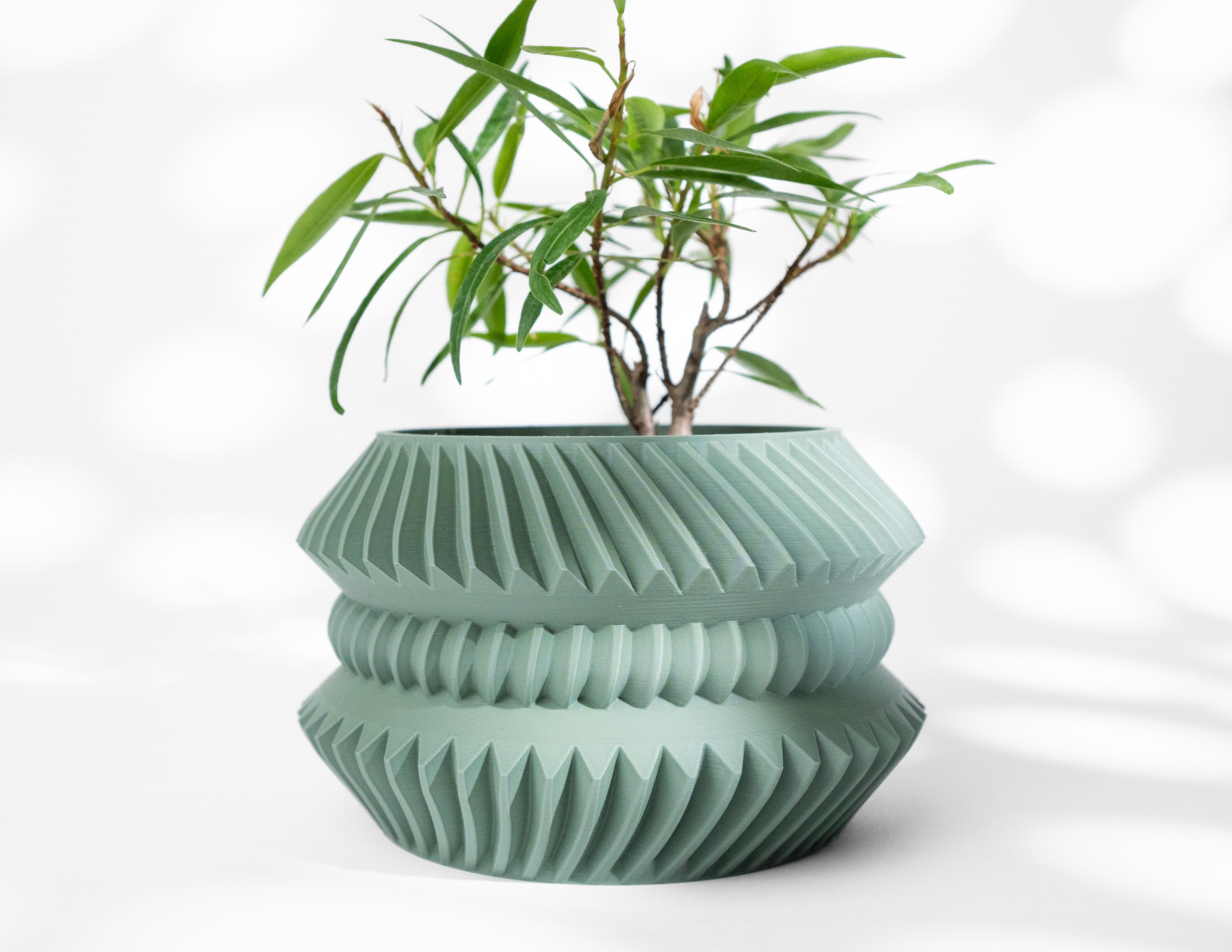 The Jako Planter Pot with Drainage Tray & Stand: Modern and Unique Home Decor for Plants 3d model