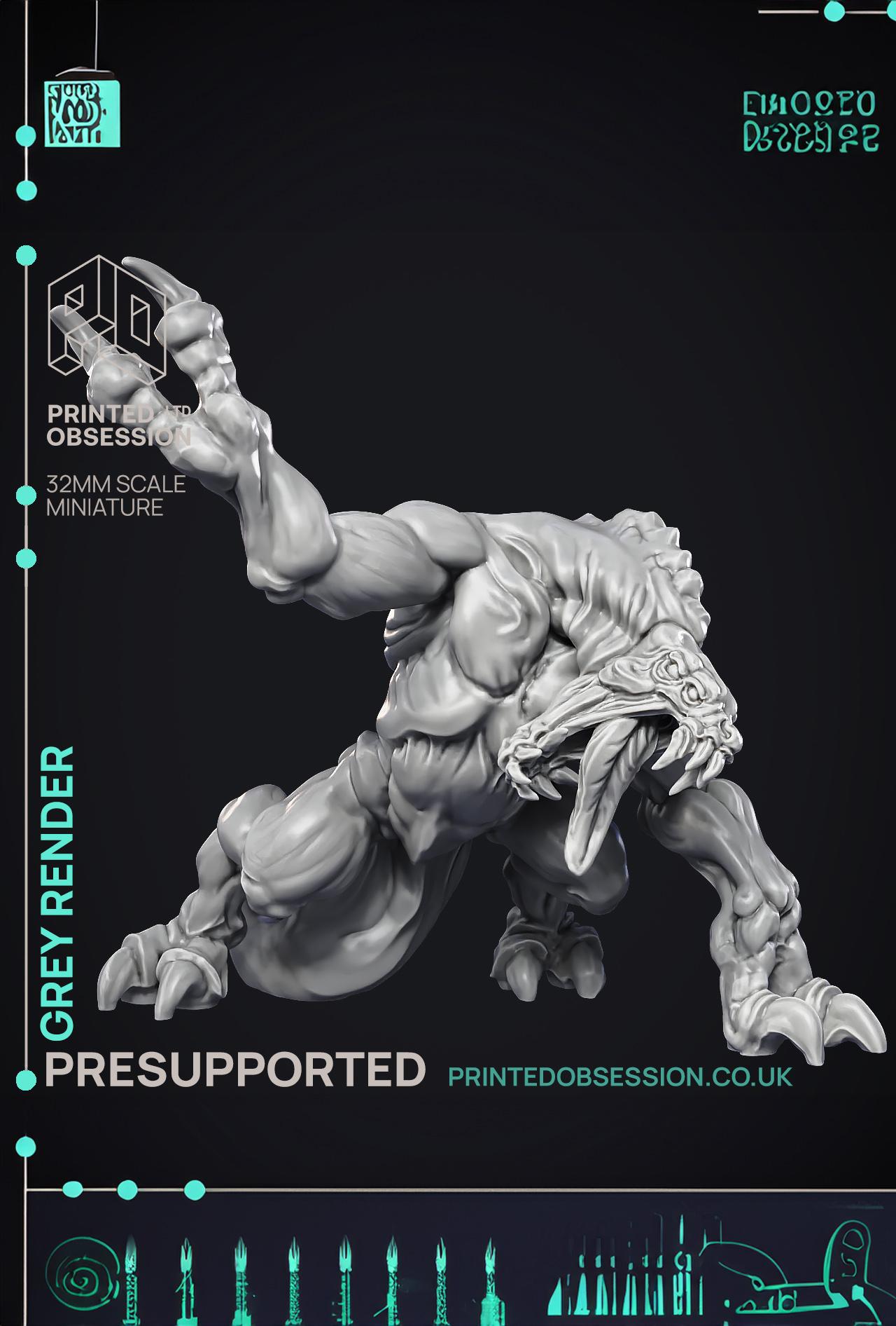 Grey Render - Large Creature - PRESUPPORTED - 32mm Scale  3d model