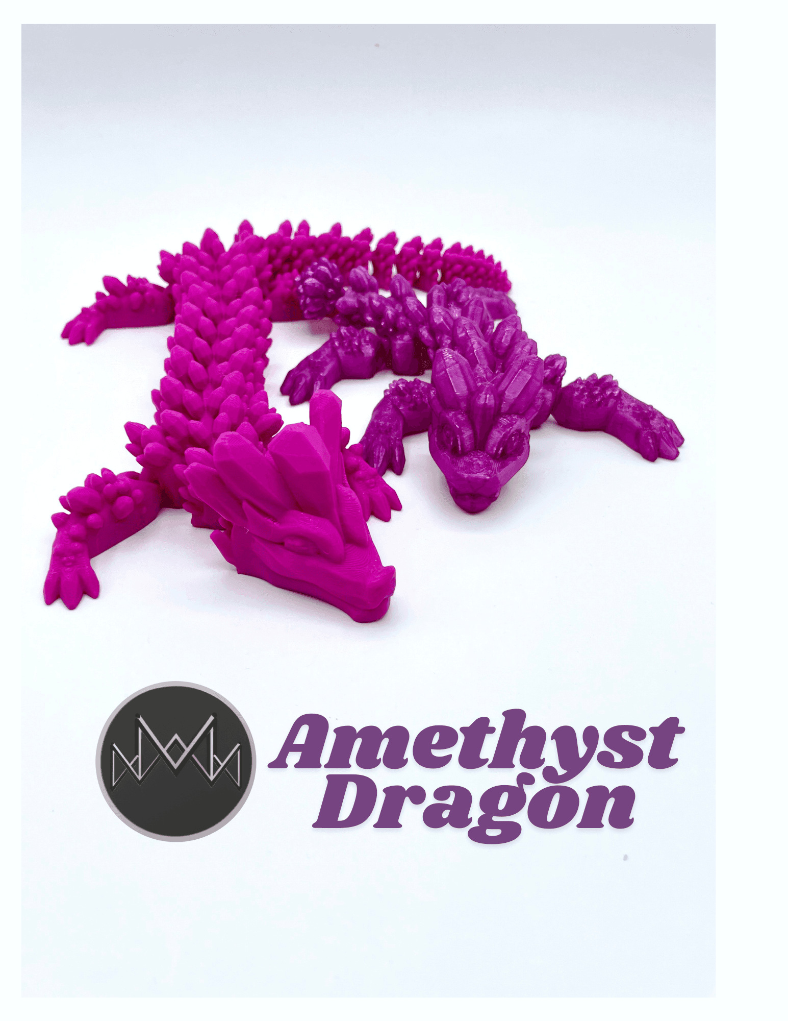 Amethyst Dragon - Articulated Dragon - Beauty! In Polymaker Panchroma Translucent Magenta & Printbed Purple Crystal PLA - 3d model