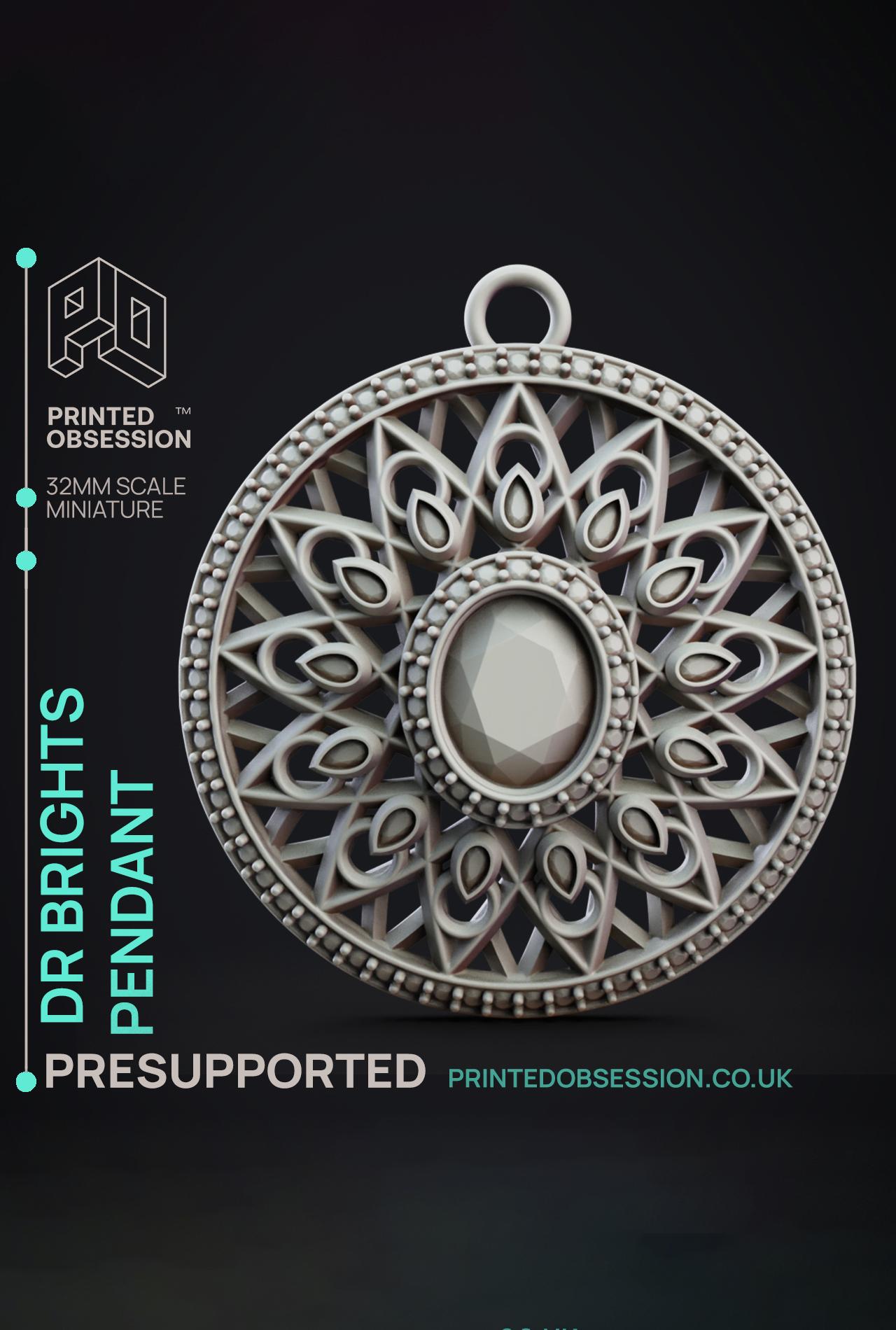 Bight Pendant - SCP - PRESUPPORTED - Illustrated and Stats - 32mm scale			 3d model