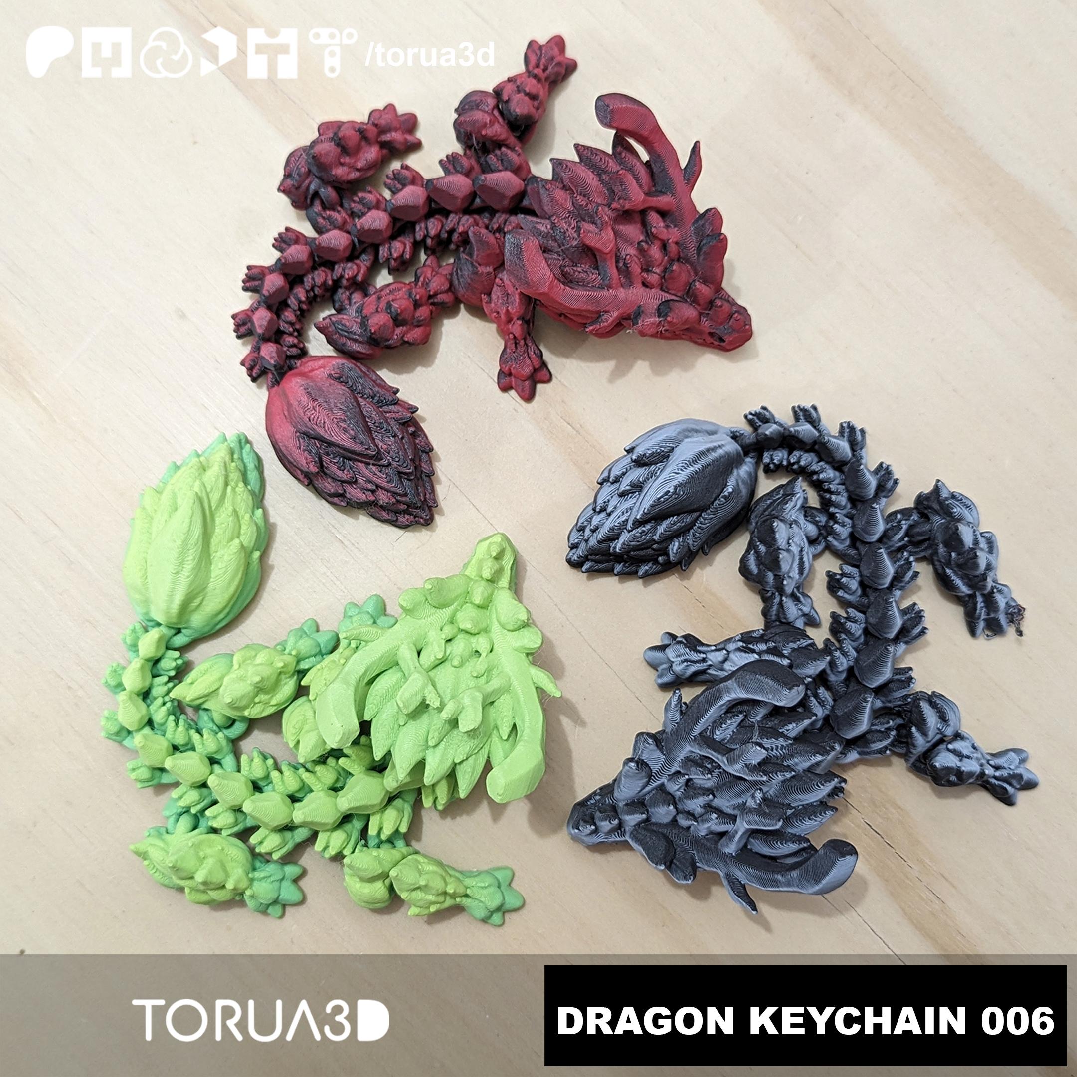 Articulated Dragon Keychain 006 - Print in place - No supports 3d model