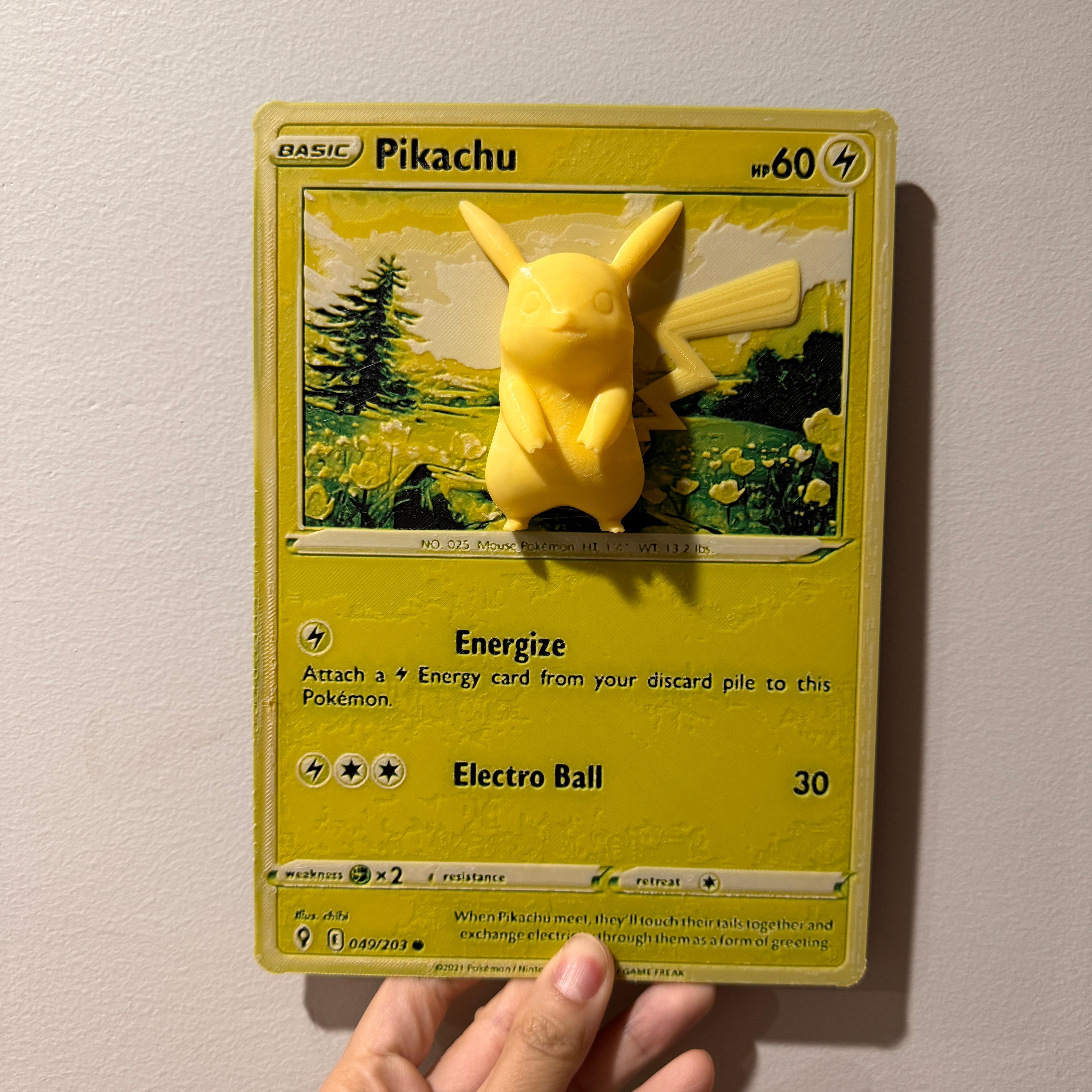 Oversized Pikachu Pokemon Card - Hueforge Hybrid Print 3d model