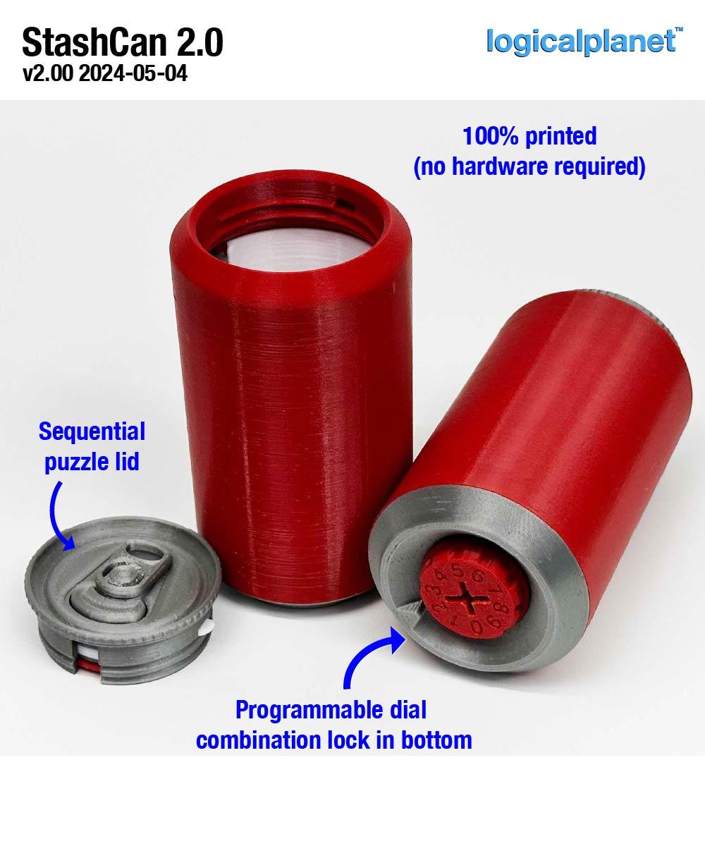 StashCan 2.0 - 3D Printed Secret Safe with Programmable Lock 3d model