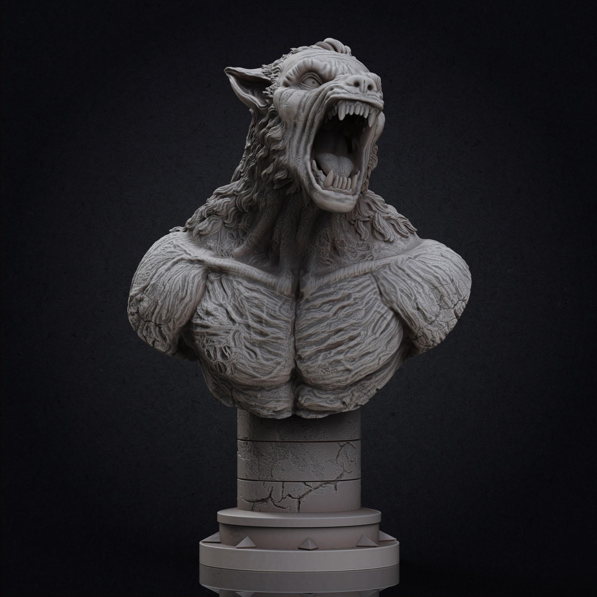 Werewolf bust (Pre-Supported 3d model