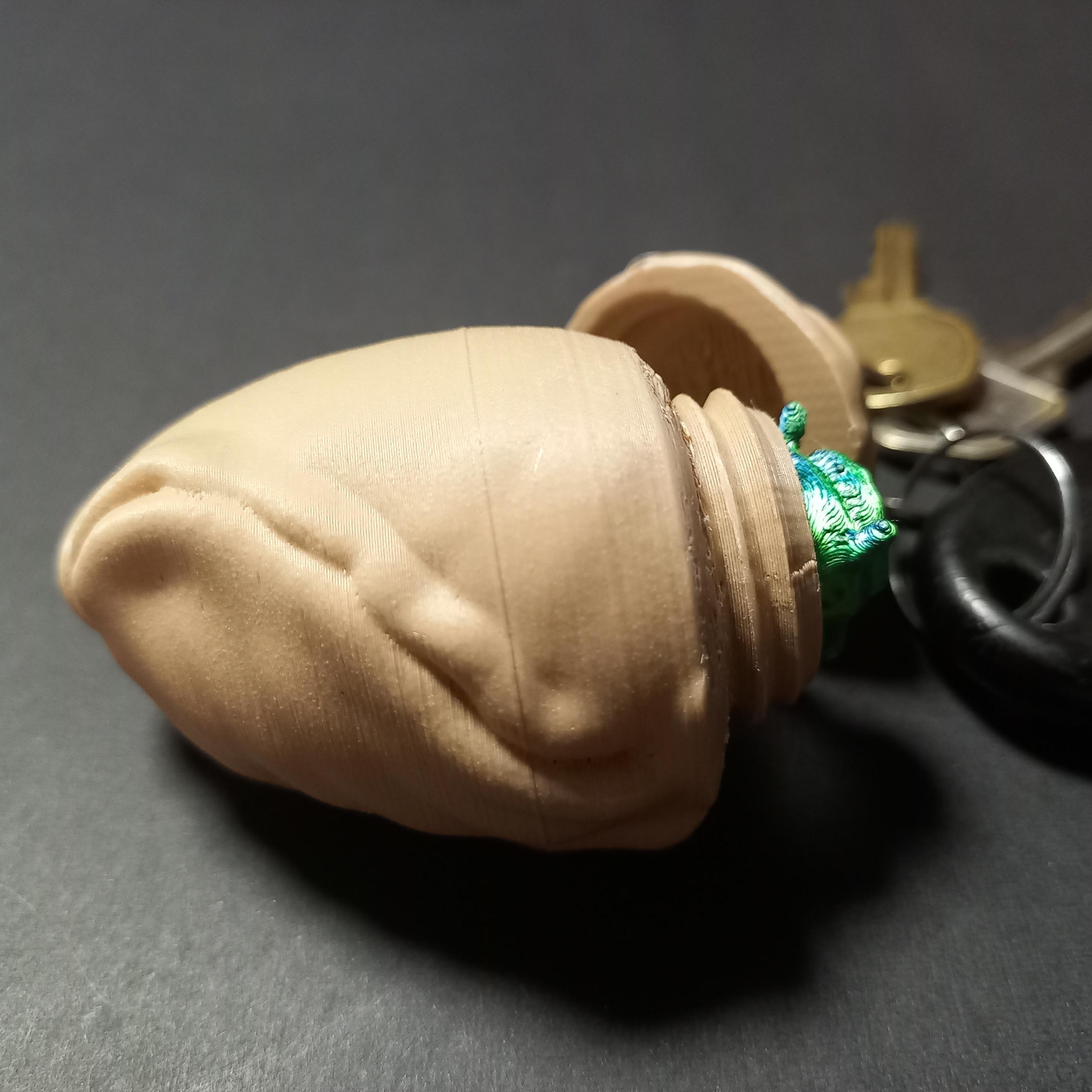 FLEXI CATERPILLAR IN COCOON CONTAINER KEYCHAIN - PRINT IN PLACE - SUPPORT FREE 3d model