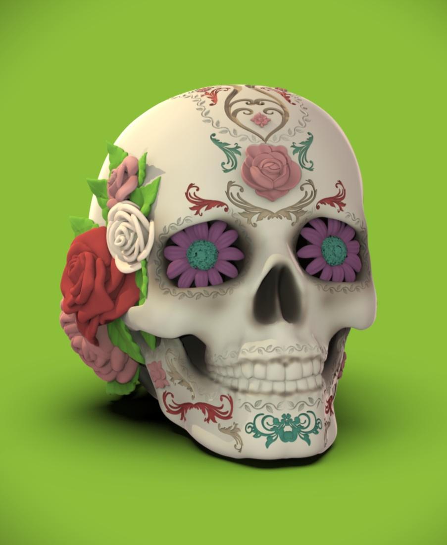 Día de Los Muertos Flower Skull 3d model