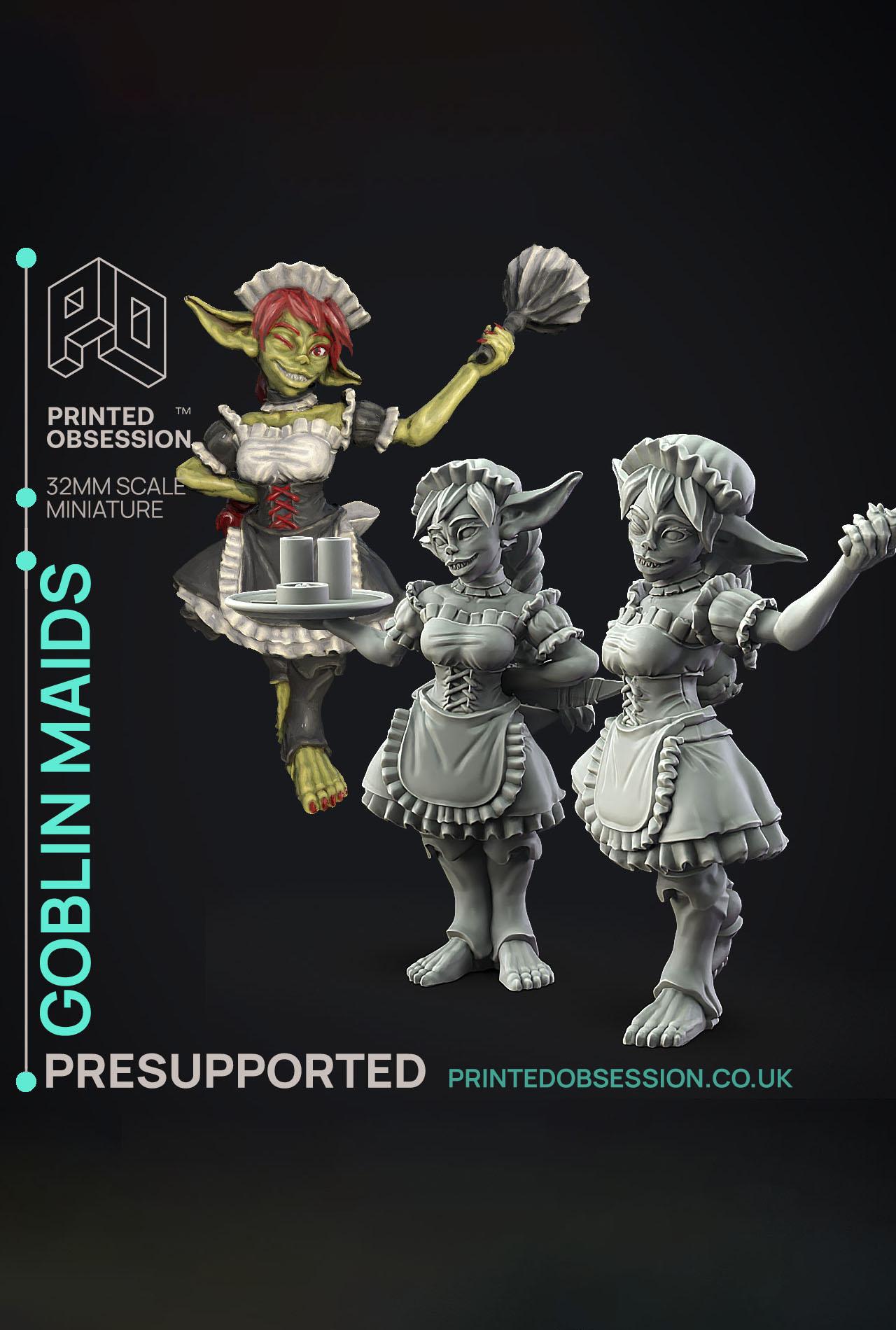 Goblin Maid - Dungeon Cleaning Inc - PRESUPPORTED - Illustrated and Stats - 32mm scale			 3d model