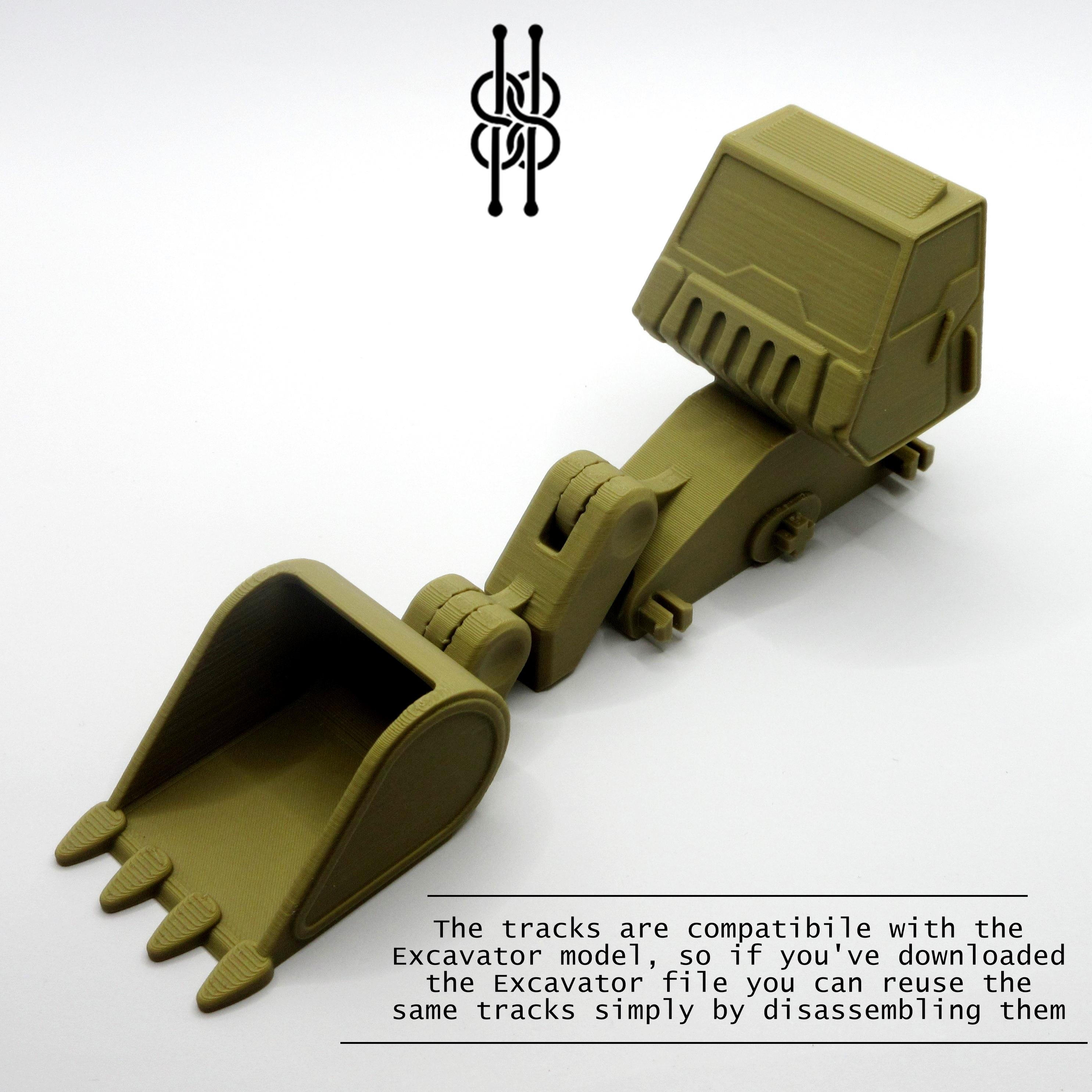 BULLDOZER- TRACKS SUPPORTLESS - EASY ASSEMBLY WITH CLIPS 3d model