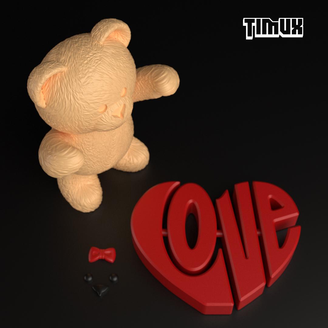 TEDDY BEAR WITH A LOVE SIGN 3d model