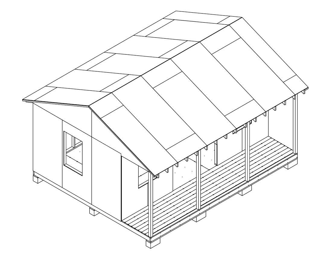 Shed with Porch 16' x 20' 3d model