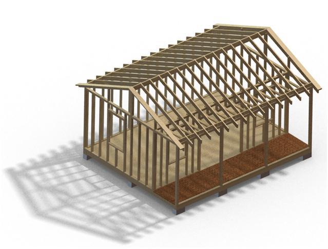 Shed with Porch 16' x 20' 3d model