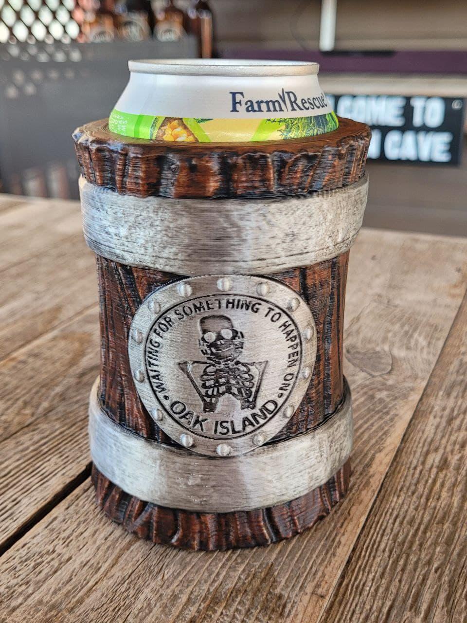 Oak Island Wood Grain Beer Can Koozie 3d model