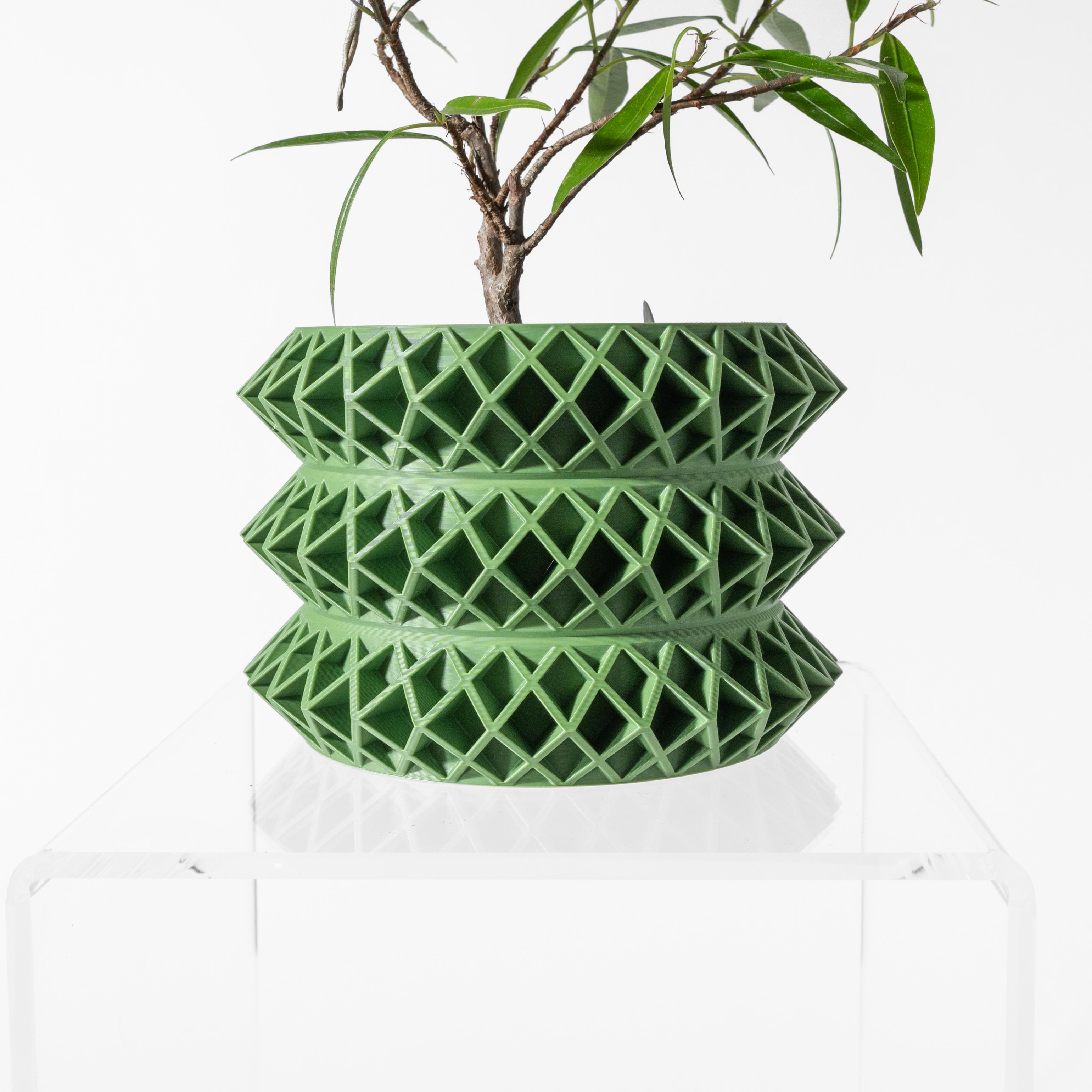 The Tomo Planter Pot with Drainage Tray & Stand: Modern and Unique Home Decor for Plants 3d model