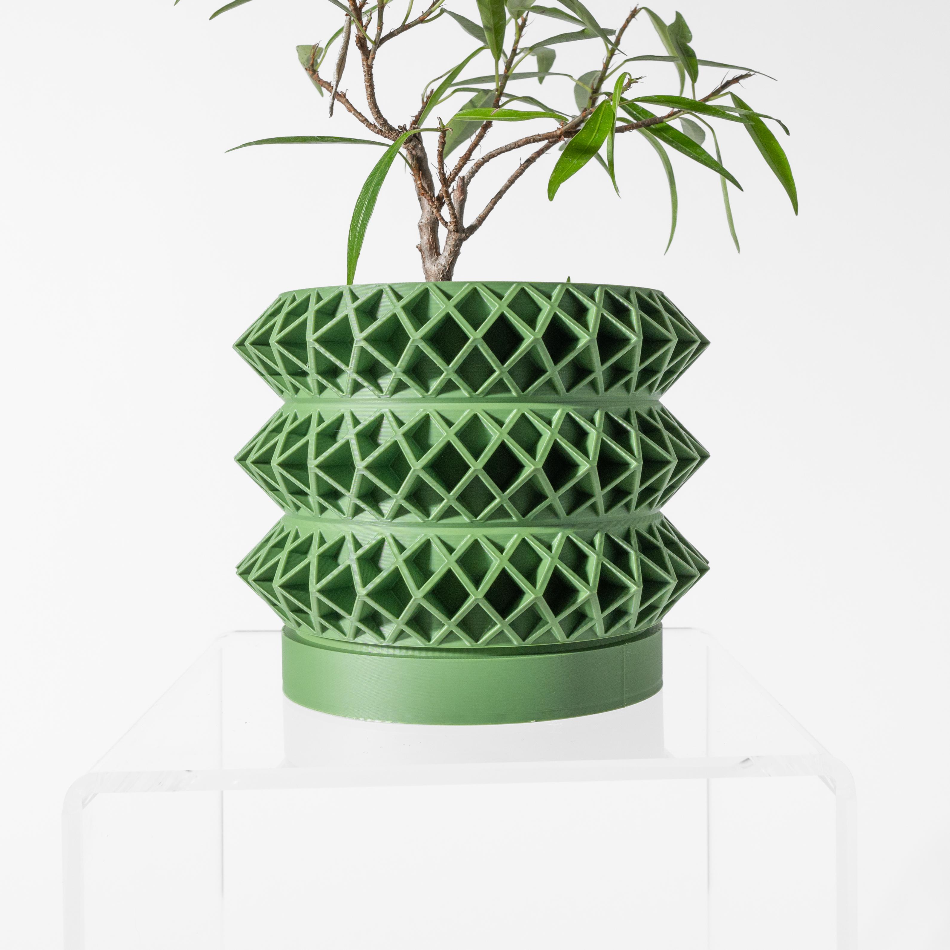 The Tomo Planter Pot with Drainage Tray & Stand: Modern and Unique Home Decor for Plants 3d model