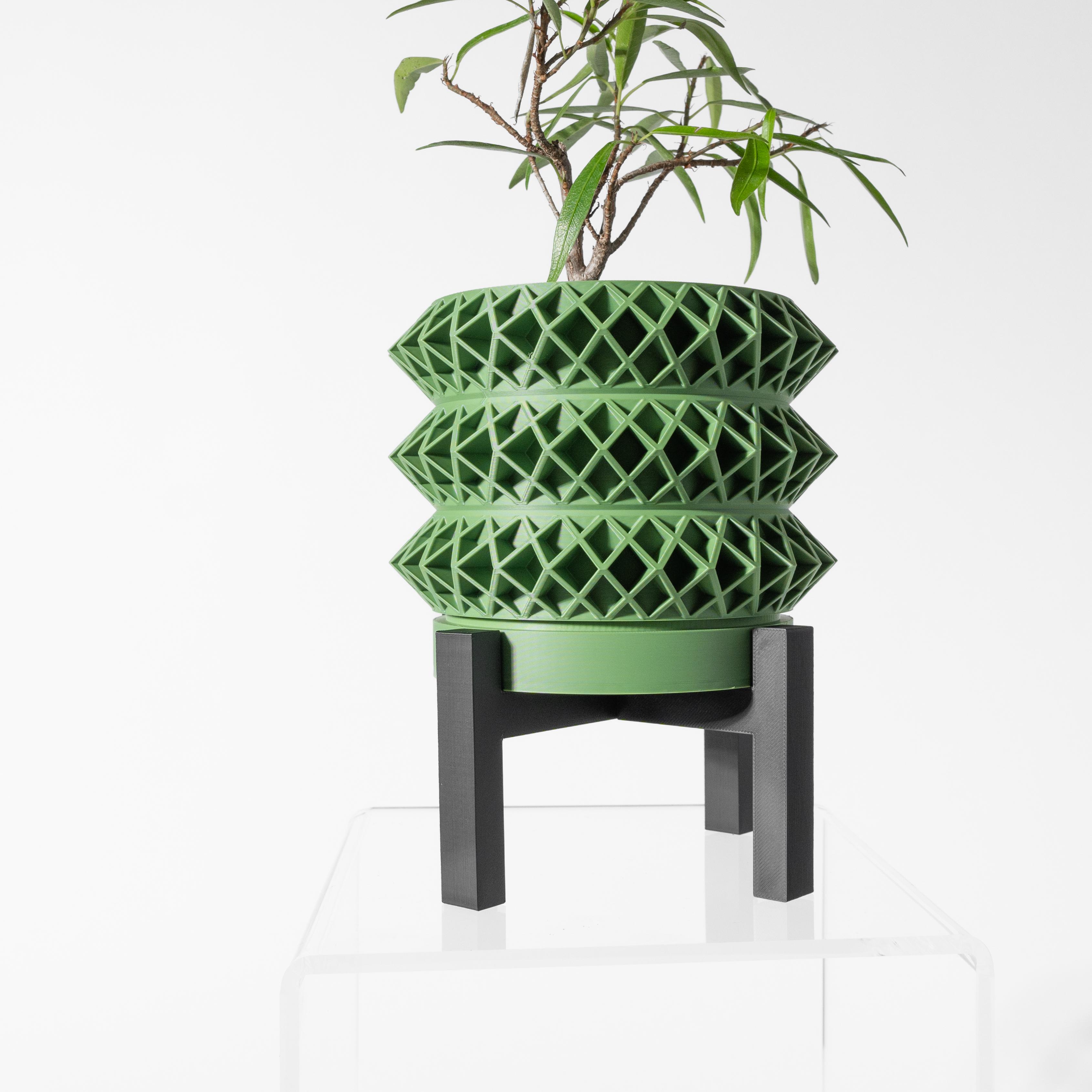 The Tomo Planter Pot with Drainage Tray & Stand: Modern and Unique Home Decor for Plants 3d model