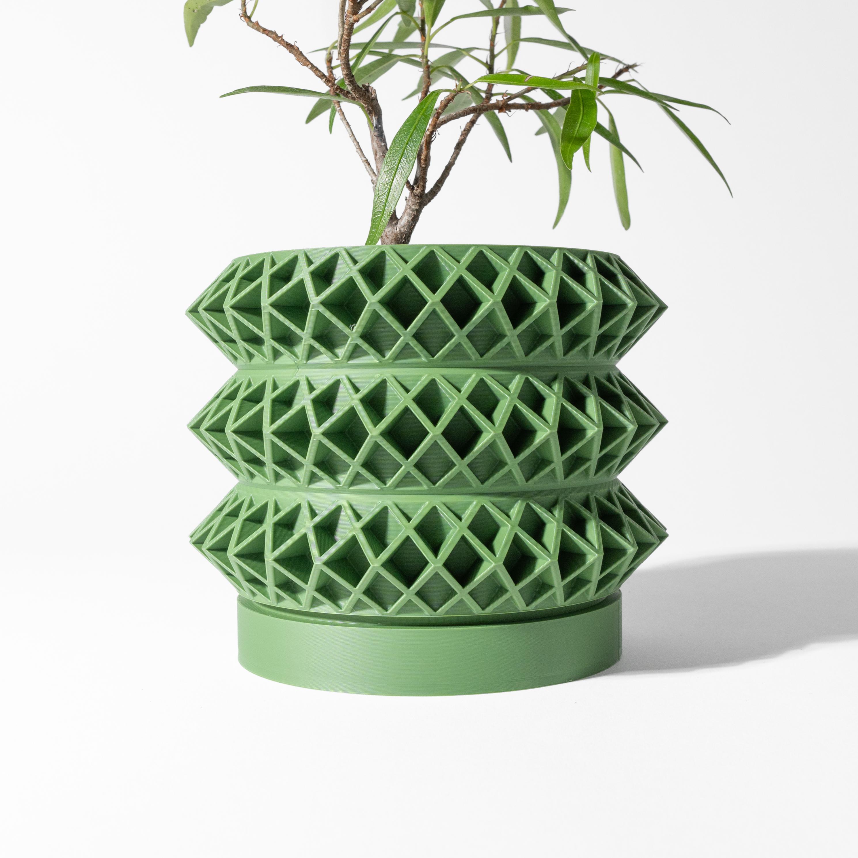 The Tomo Planter Pot with Drainage Tray & Stand: Modern and Unique Home Decor for Plants 3d model