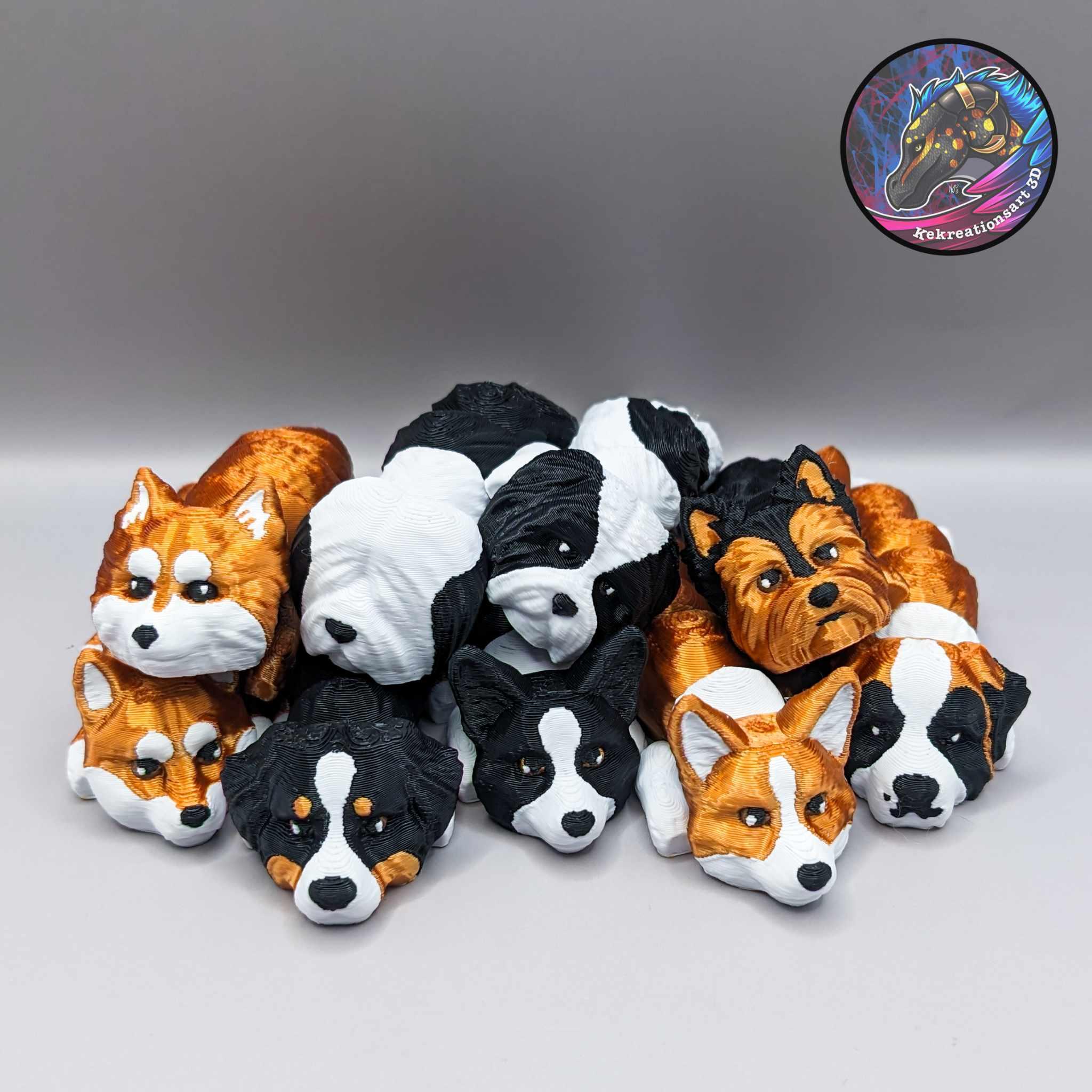 Baby Flexi Dog Keychain Set 2 3d model