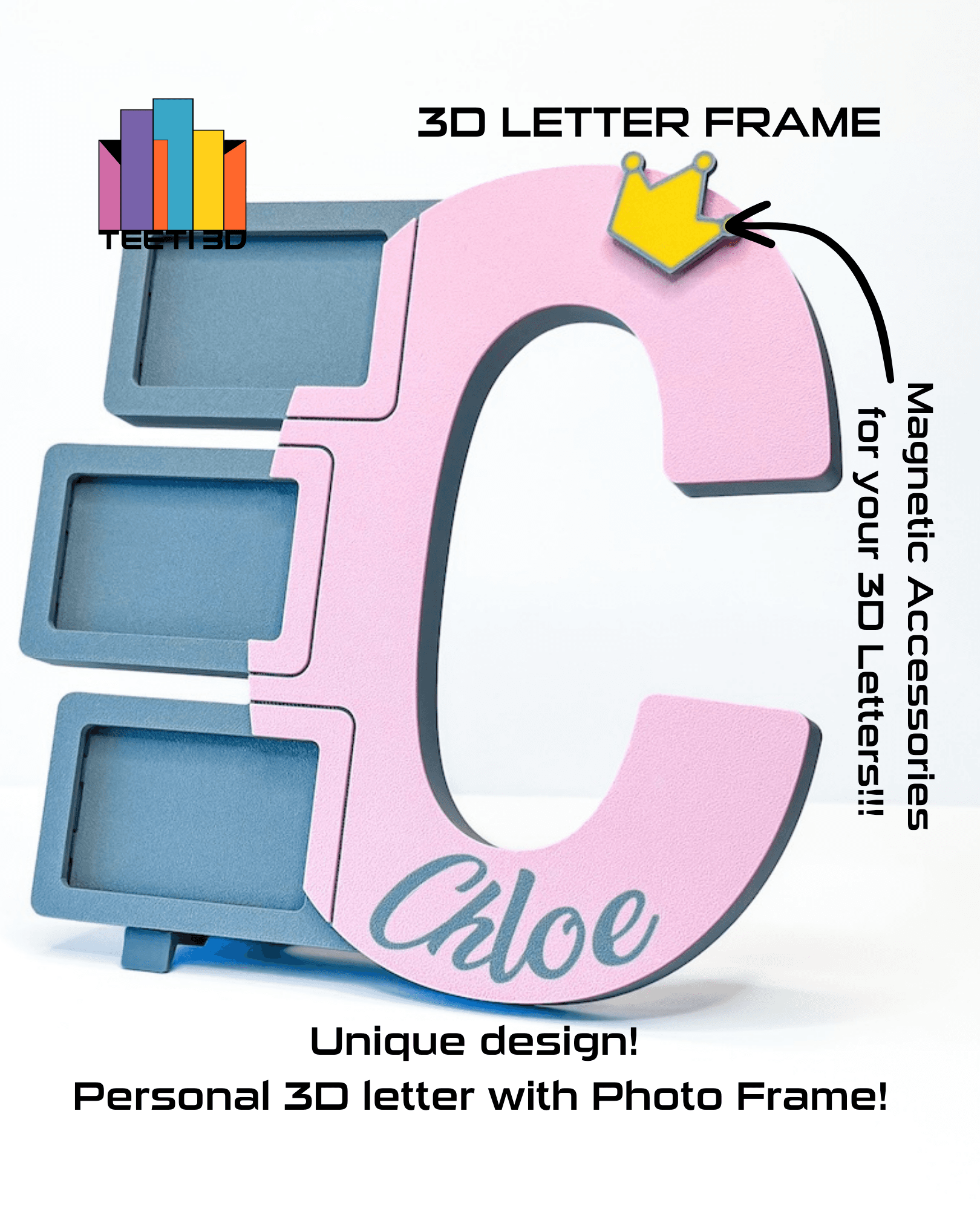 3D Letter "C" with Photo Frame 3d model