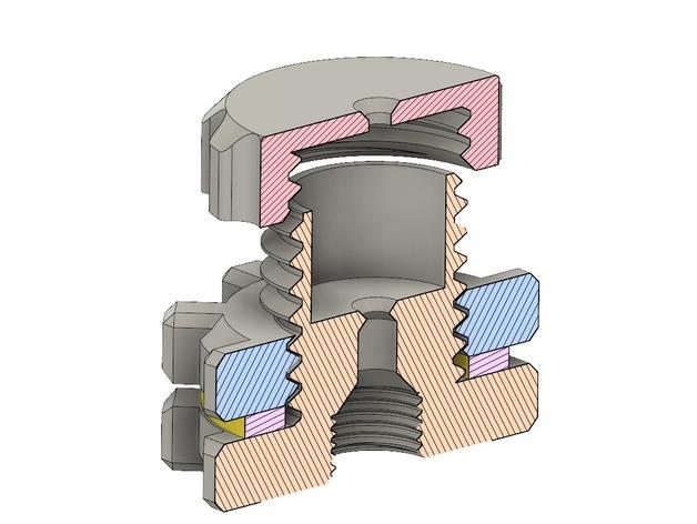 Dry-box Filament Pass-Through - Cross section of passthrough with filter compartment. - 3d model