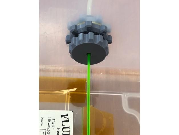 Dry-box Filament Pass-Through - Front view of passthrough with non-PTFE cap - 3d model