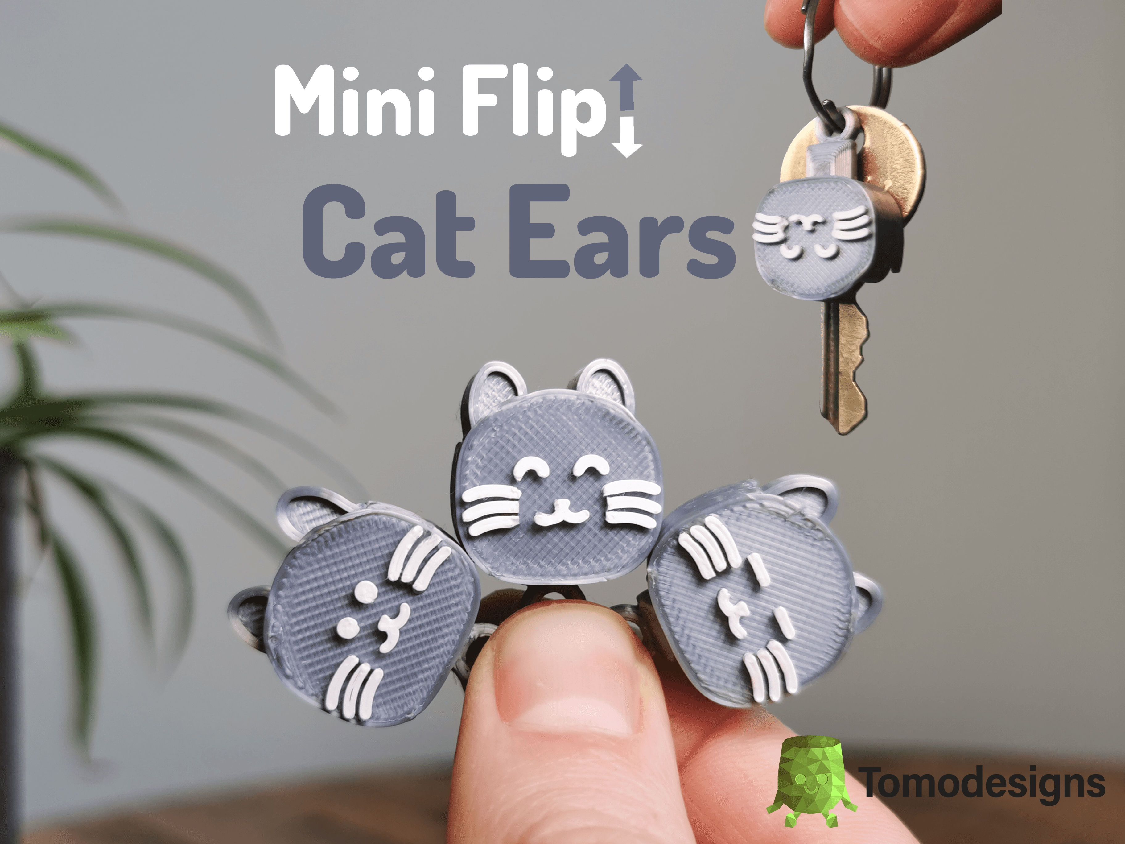 Mini Flip Cat Ears Keychain 3d model