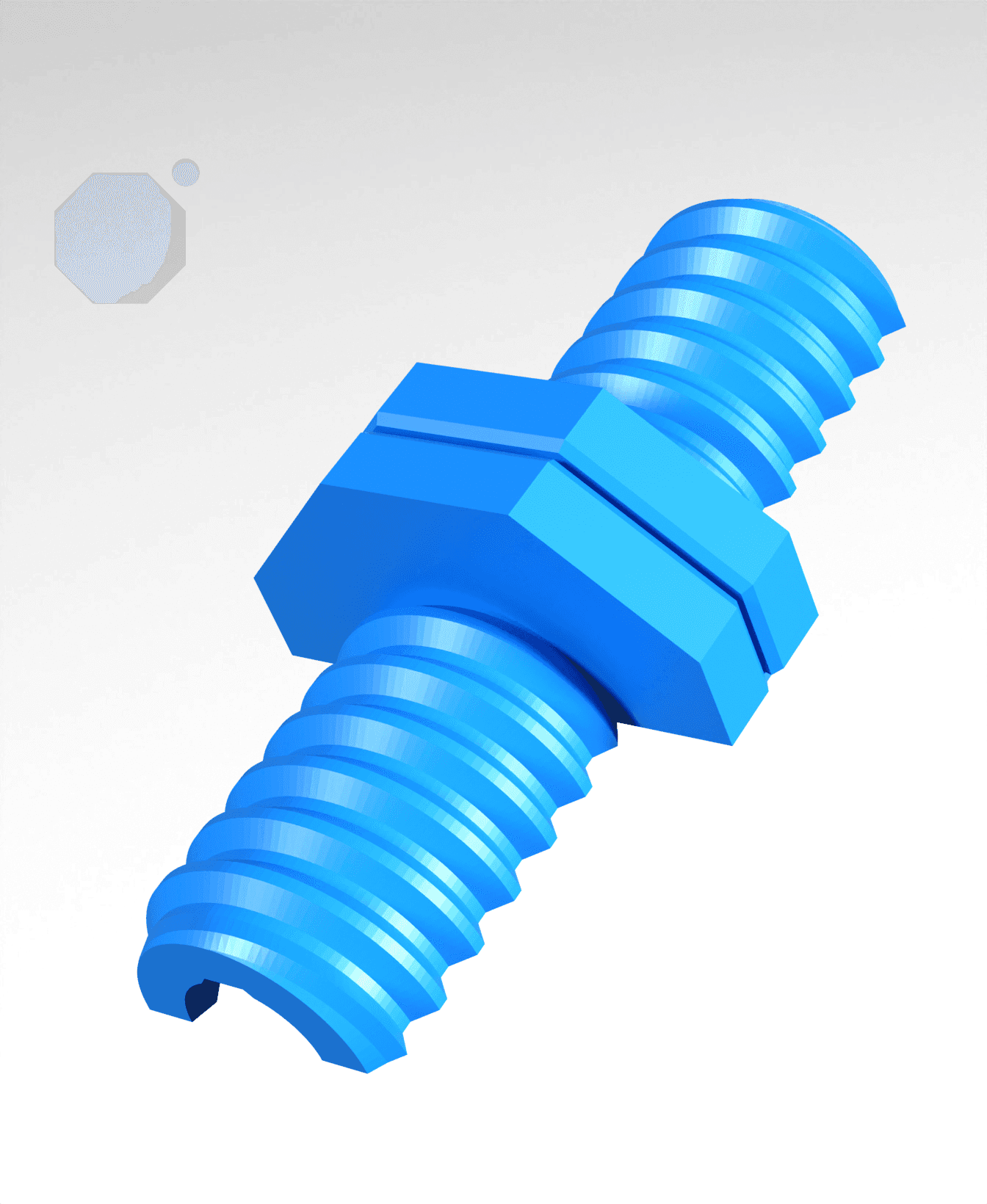 20 mm Mid Thread, Flat Head, Small Thread Hole, Folded-Bolt 3d model