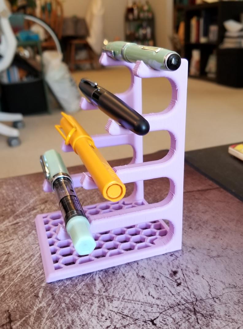 Pen Stand - Holds 4 pens, pencils, crochet hooks, markers, etc 3d model