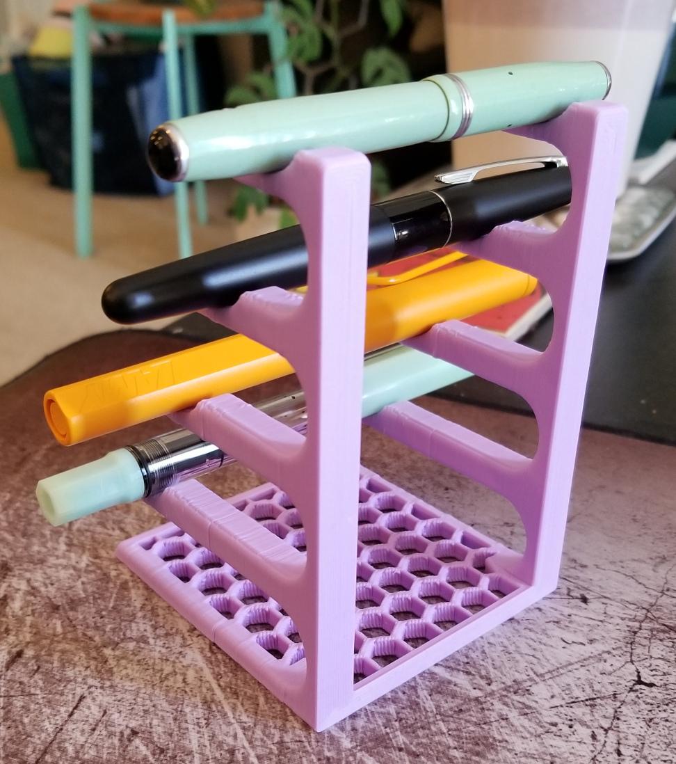 Pen Stand - Holds 4 pens, pencils, crochet hooks, markers, etc 3d model