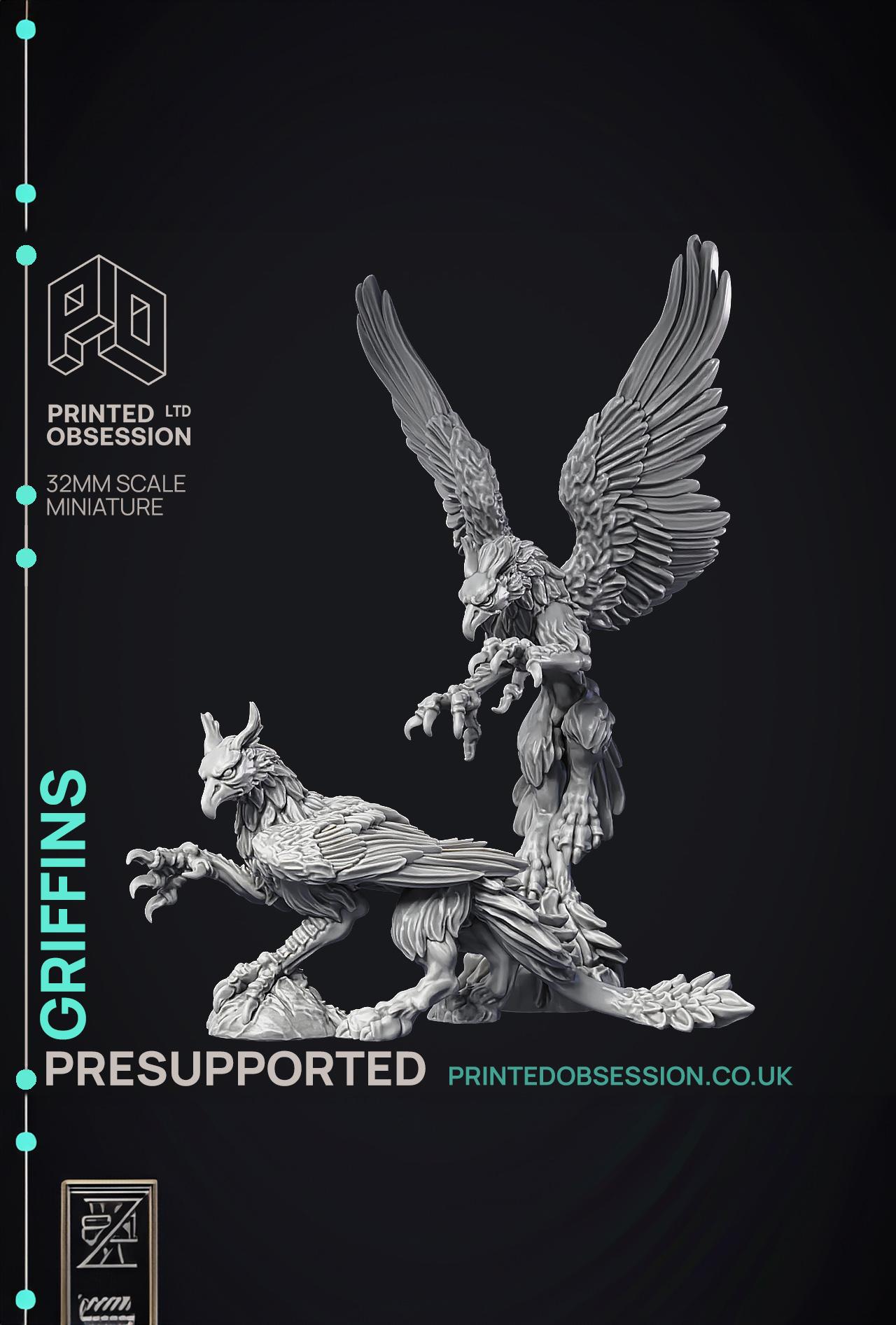 Griffins - 2 Models - PRESUPPORTED- Heaven Hath no Fury - 32mm scale  3d model