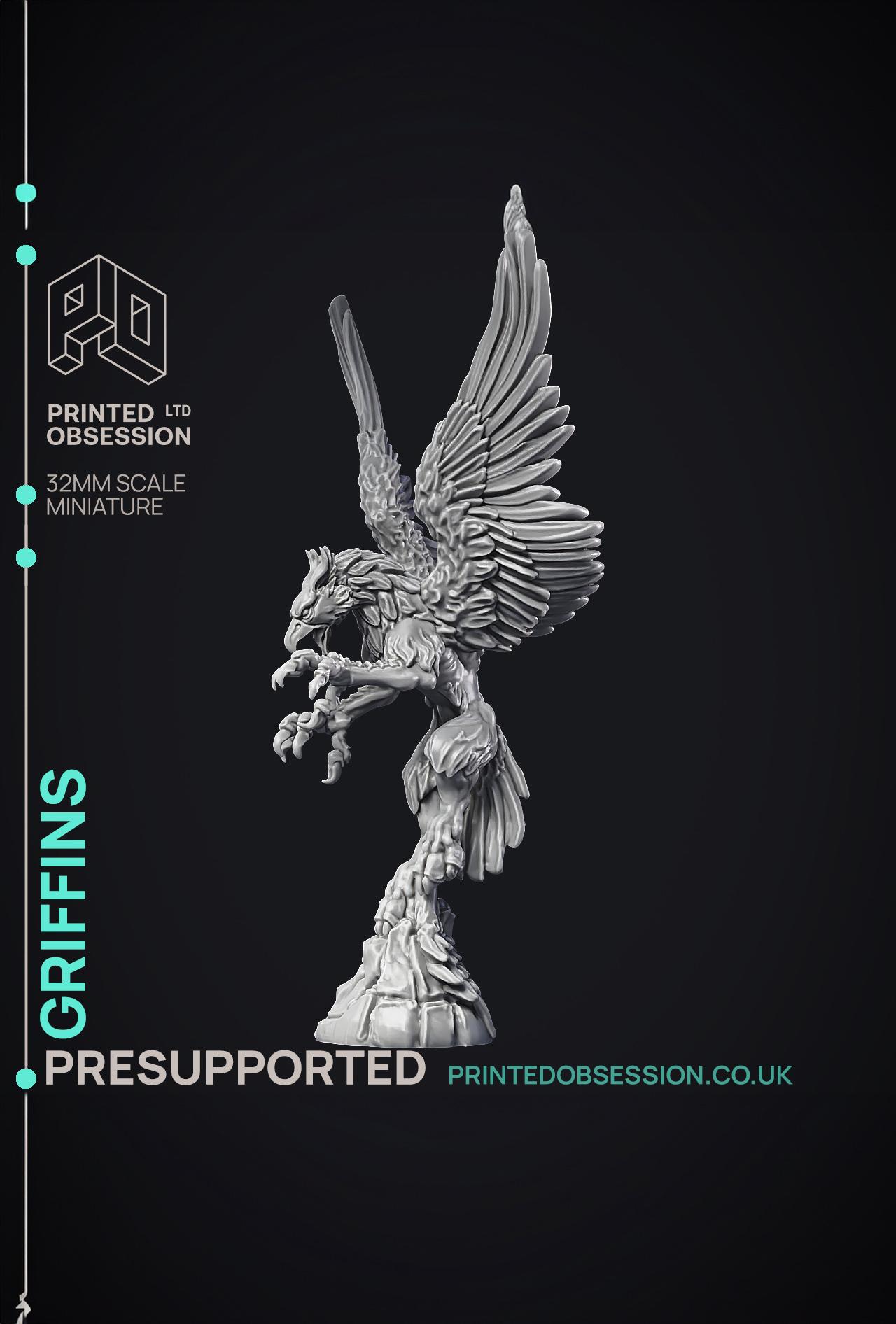 Griffins - 2 Models - PRESUPPORTED- Heaven Hath no Fury - 32mm scale  3d model