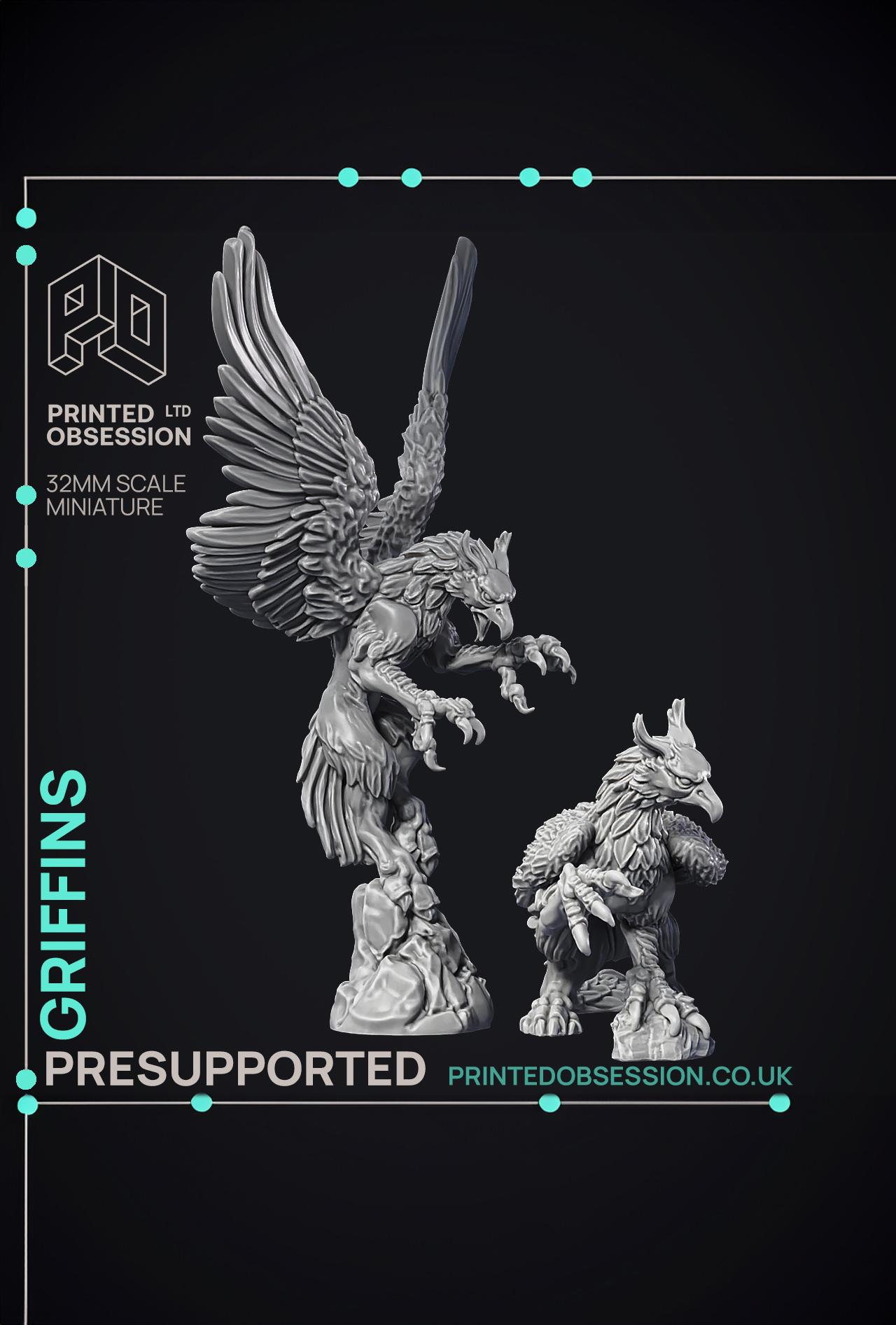 Griffins - 2 Models - PRESUPPORTED- Heaven Hath no Fury - 32mm scale  3d model