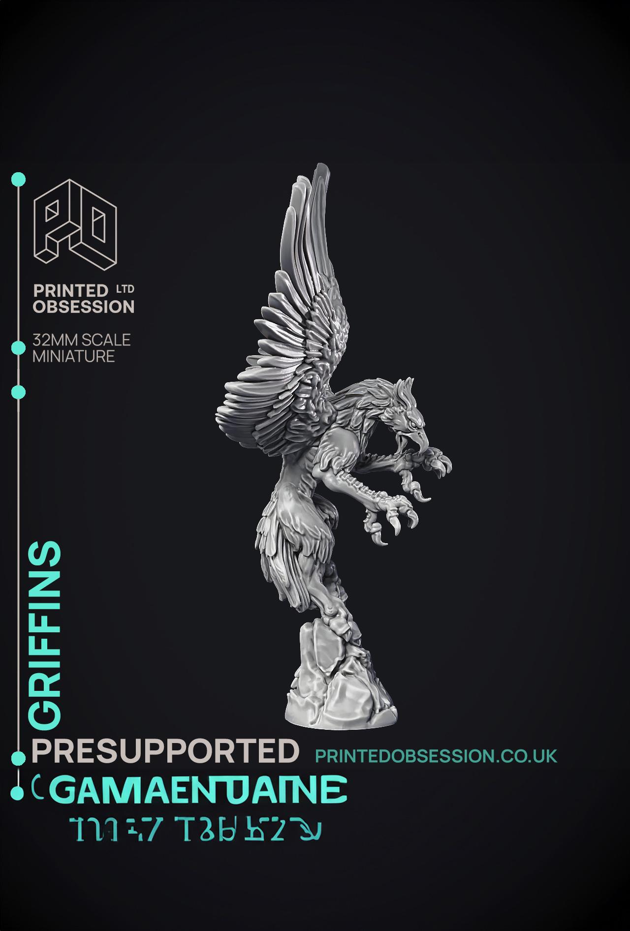 Griffins - 2 Models - PRESUPPORTED- Heaven Hath no Fury - 32mm scale  3d model