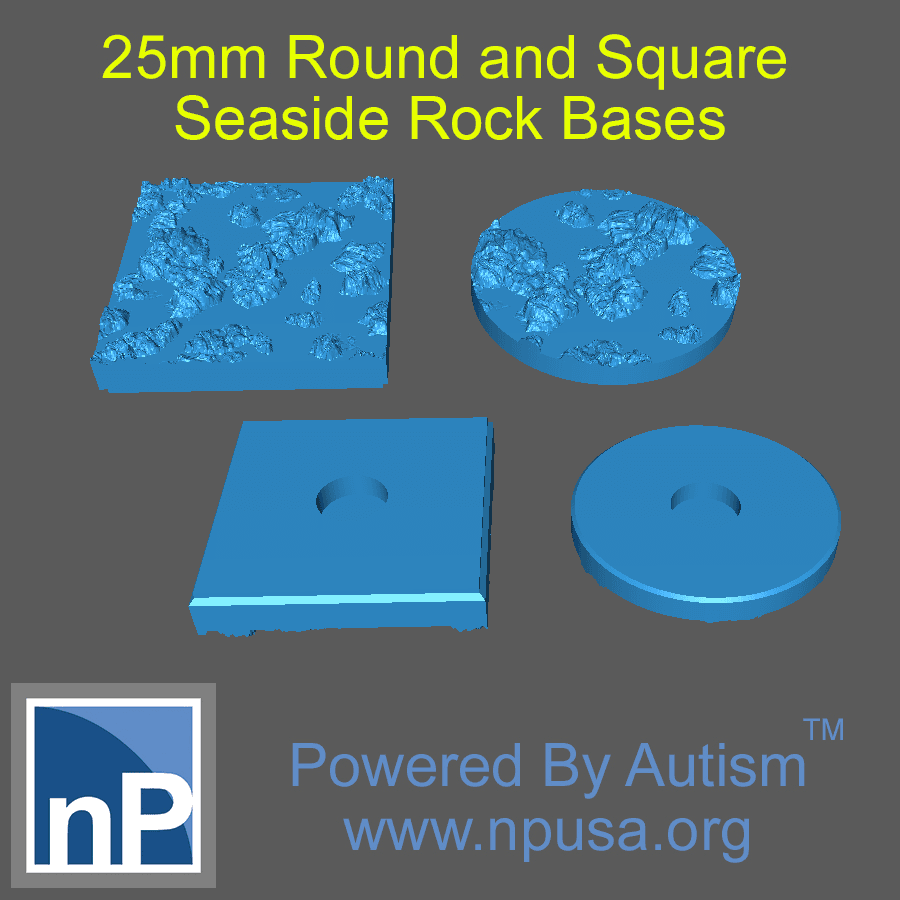 25mm Circle Seaside Rock Base 3d model