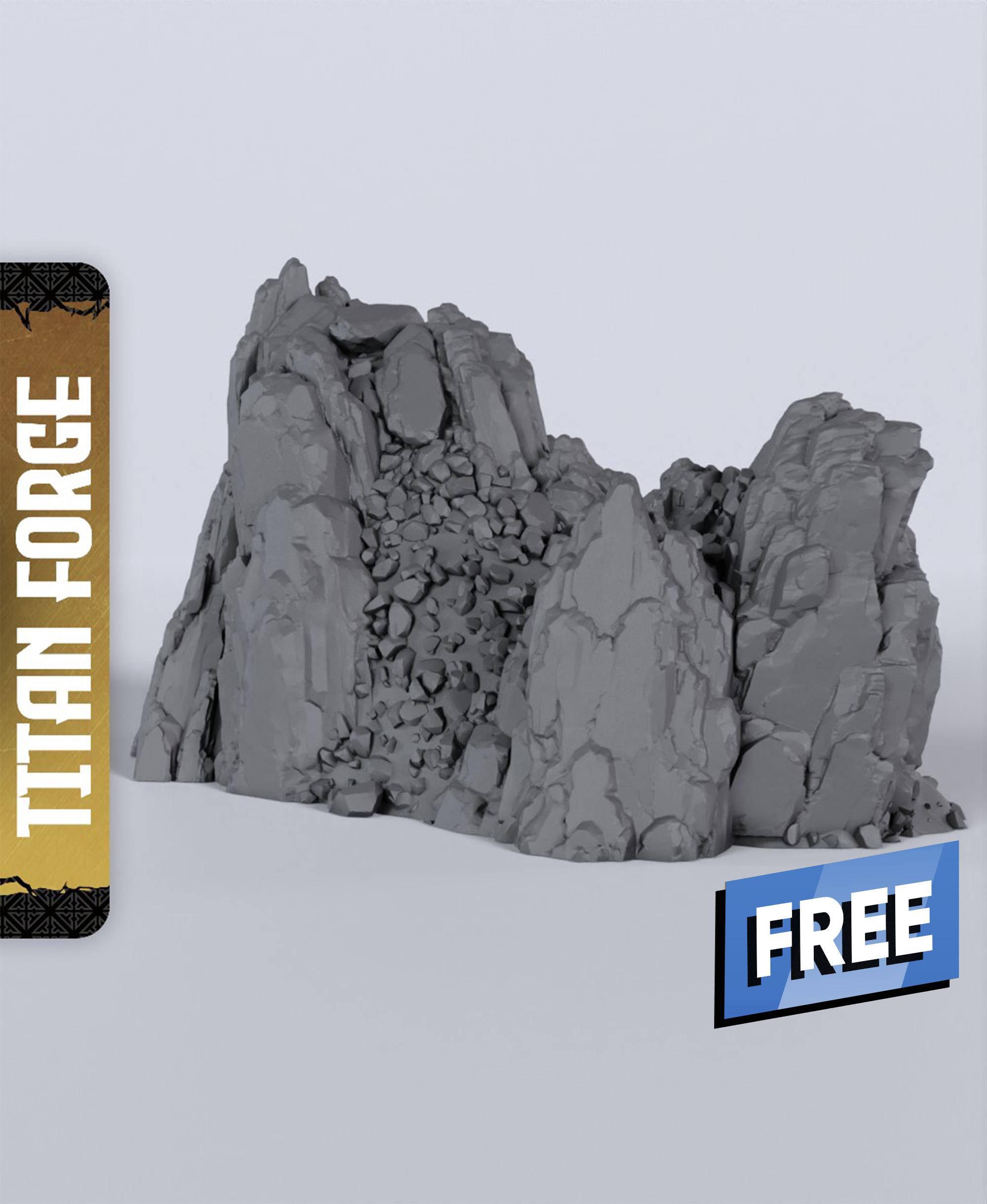 Large Wargaming Rock - With Free Dragon Warhammer - 5e DnD Inspired for RPG and Wargamers 3d model