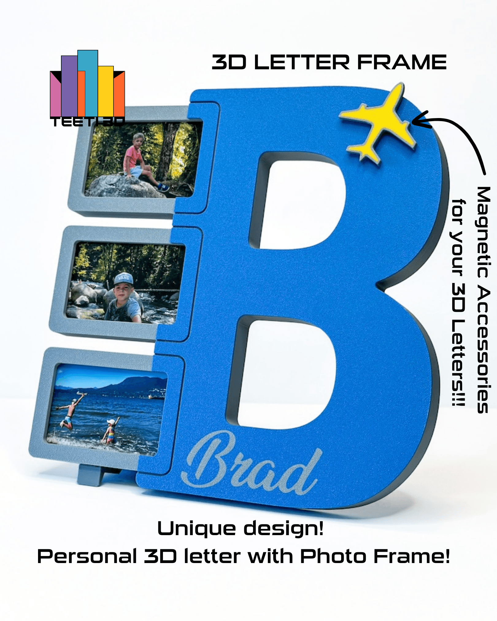 3D Letter "B" with Photo Frame 3d model