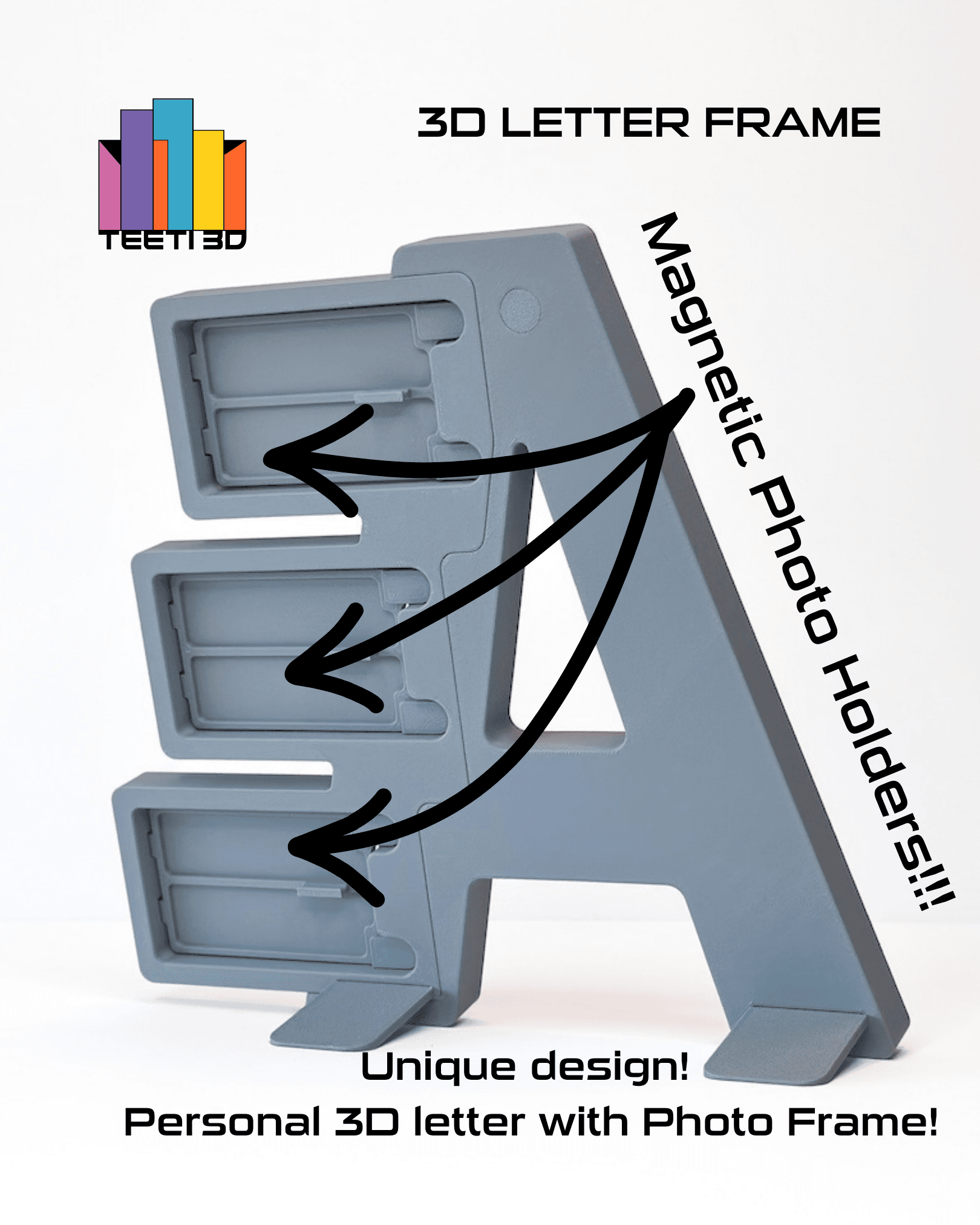 3D Letter "B" with Photo Frame 3d model