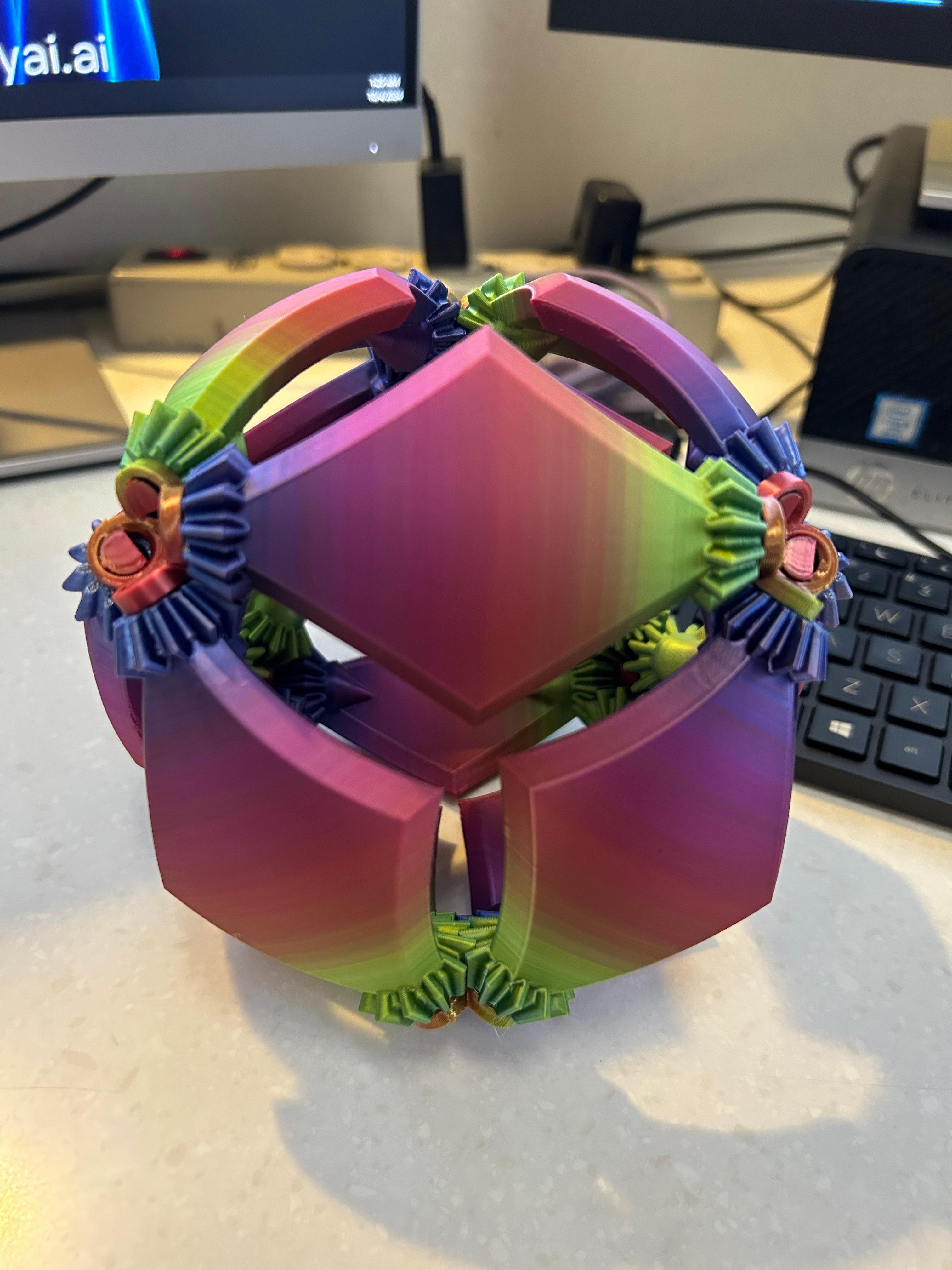 Gear Orb - Stronghero pla silk rainbow filament.  - 3d model