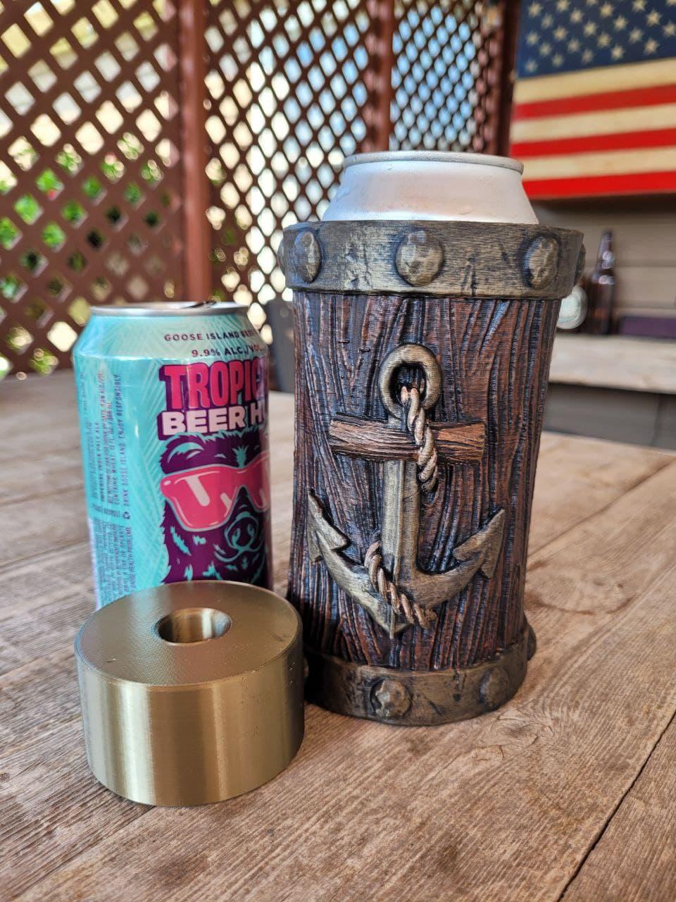 Nautical Wood Beer Can Koozie - Holds Tallboy and 12 ounce 3d model