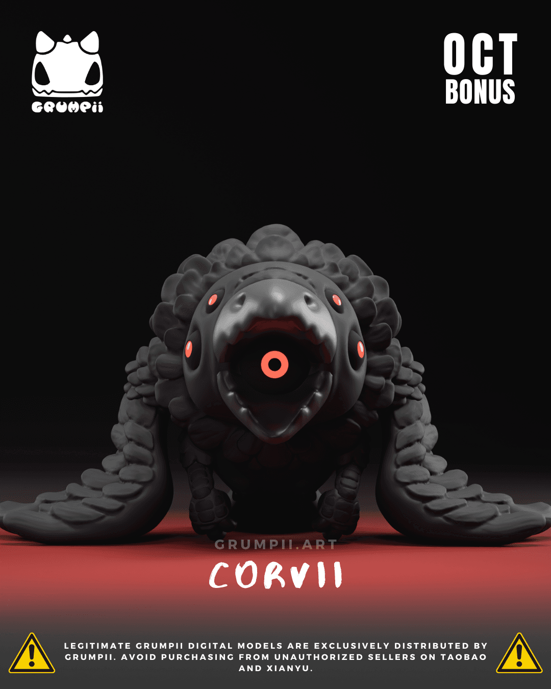 Grumpii 3D Printable Art Toy - 2024 October Bonus - Corvii & Diicay 3d model