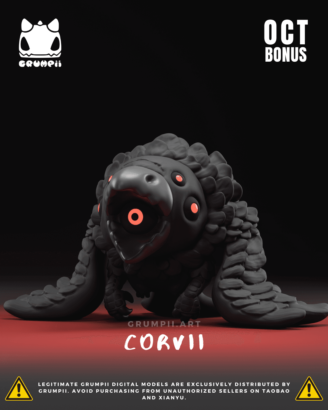 Grumpii 3D Printable Art Toy - 2024 October Bonus - Corvii & Diicay 3d model